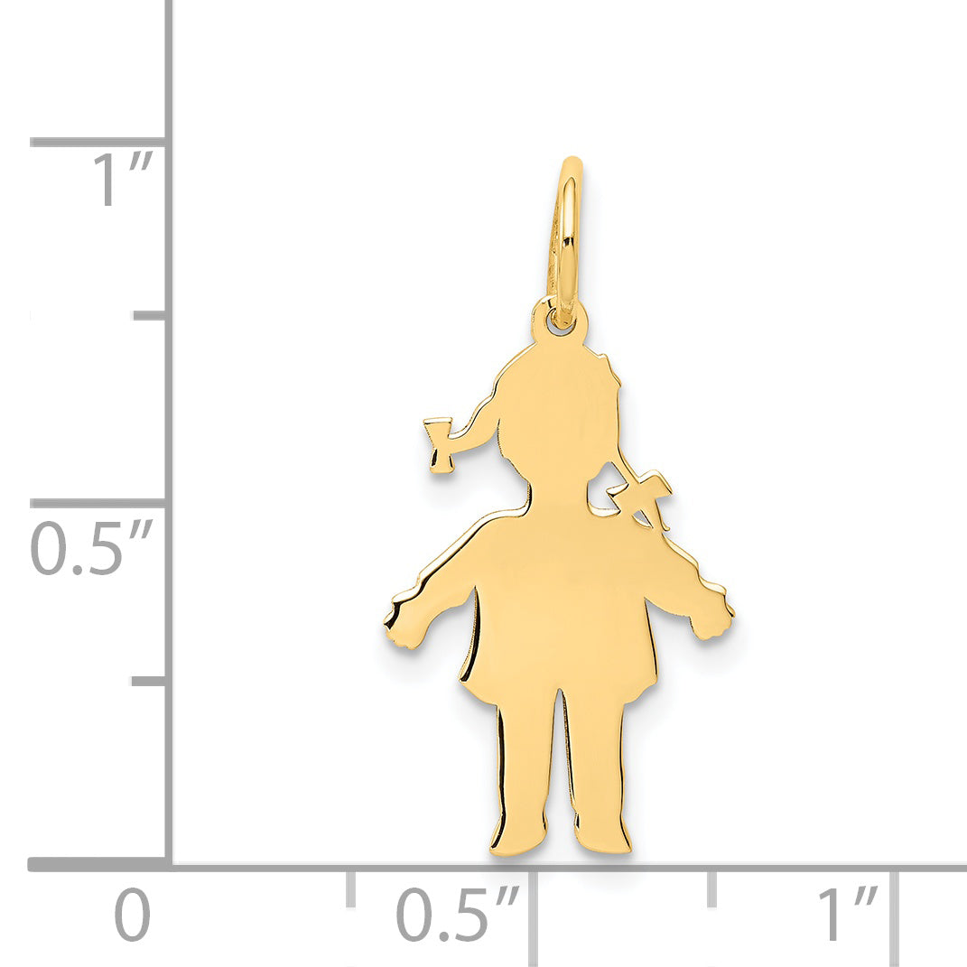 14K Yellow Gold Plain Polished Small Girl Charm