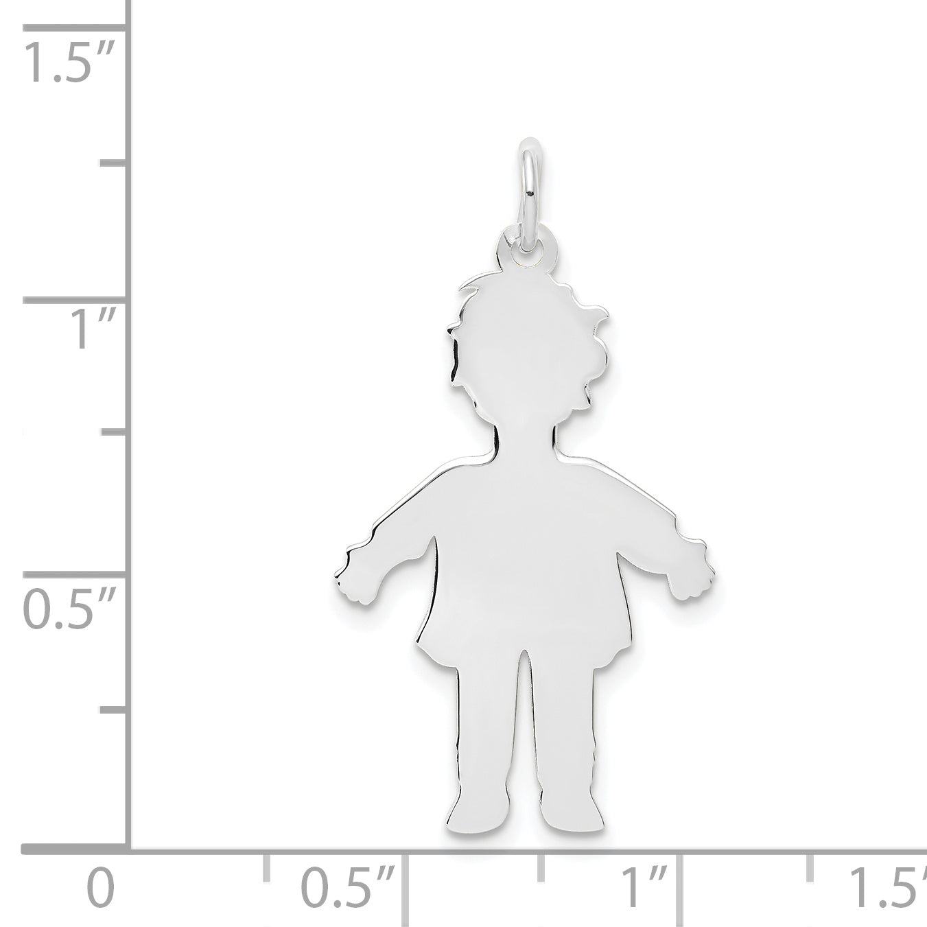 14K White Gold Plain Polished Large Boy Charm