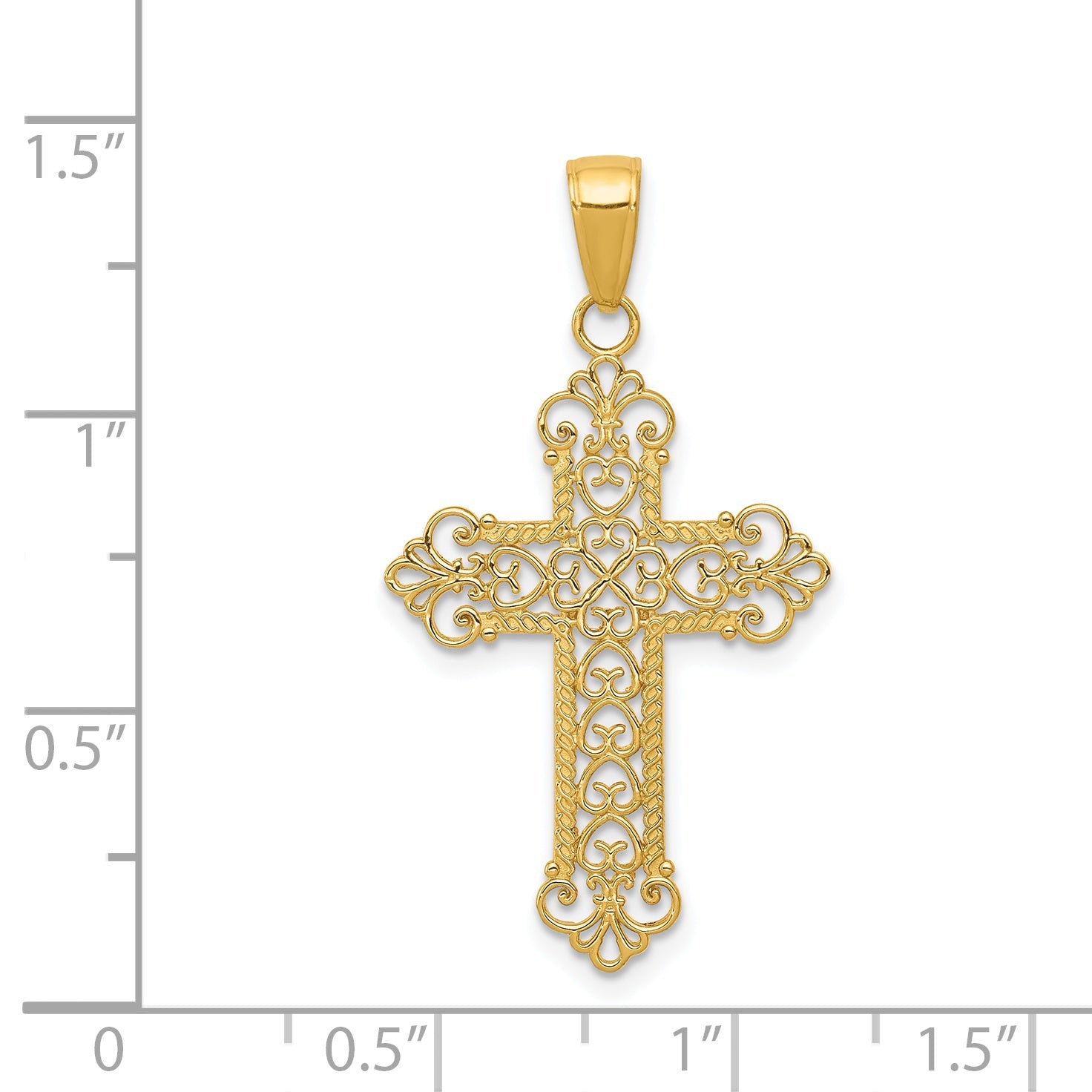 14K Yellow Gold Fleur De Lis Cross Charm
