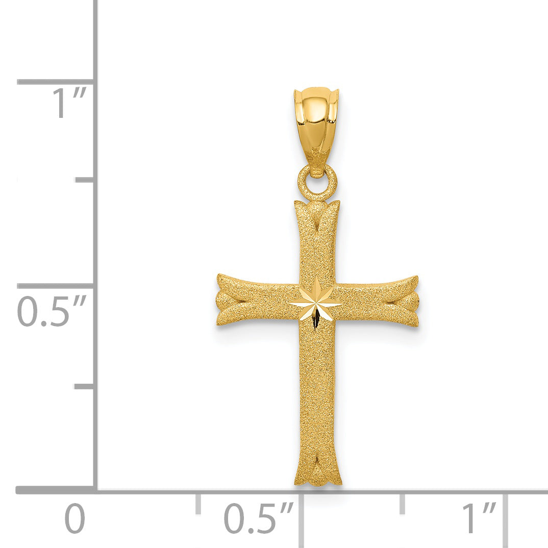 14K Yellow Gold Satin Cross Charm