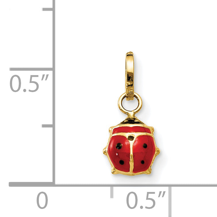 14K Yellow Gold Enameled Ladybug Charm