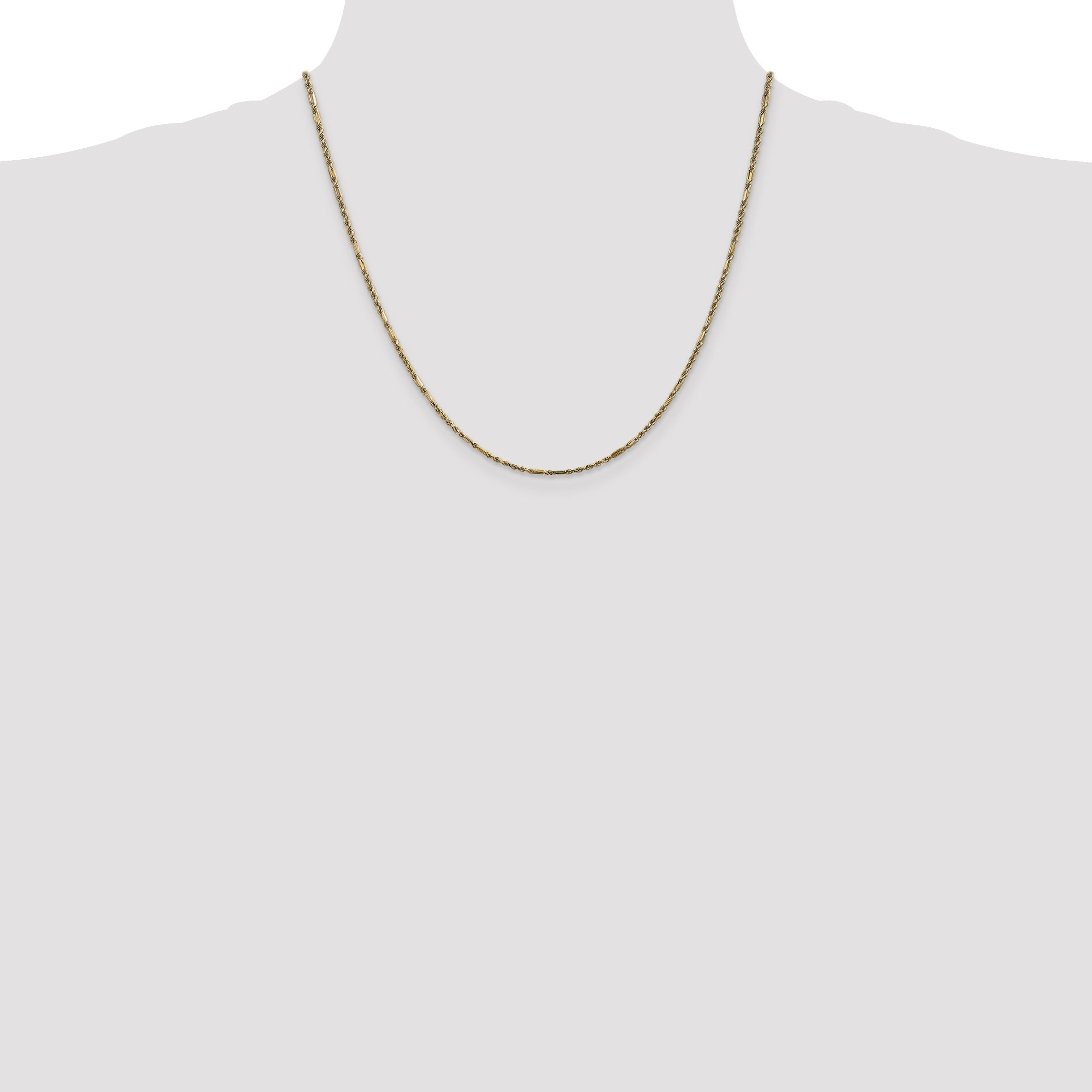 14K Yellow Gold 20 Inch 1.8mm Diamond-Cut Milano Rope With Lobster Clasp Chain Necklace