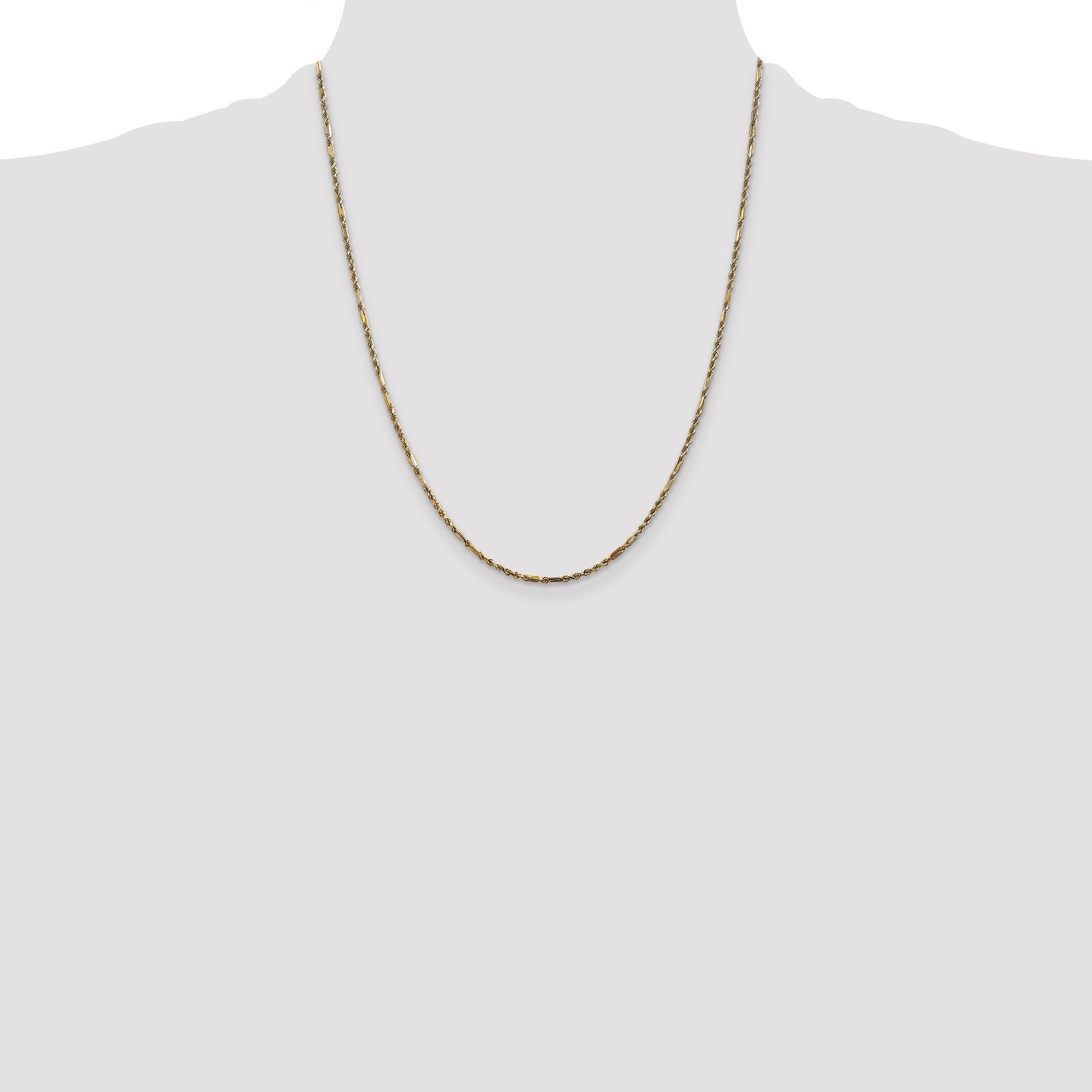 14K Yellow Gold 22 Inch 1.8mm Diamond-Cut Milano Rope With Lobster Clasp Chain Necklace
