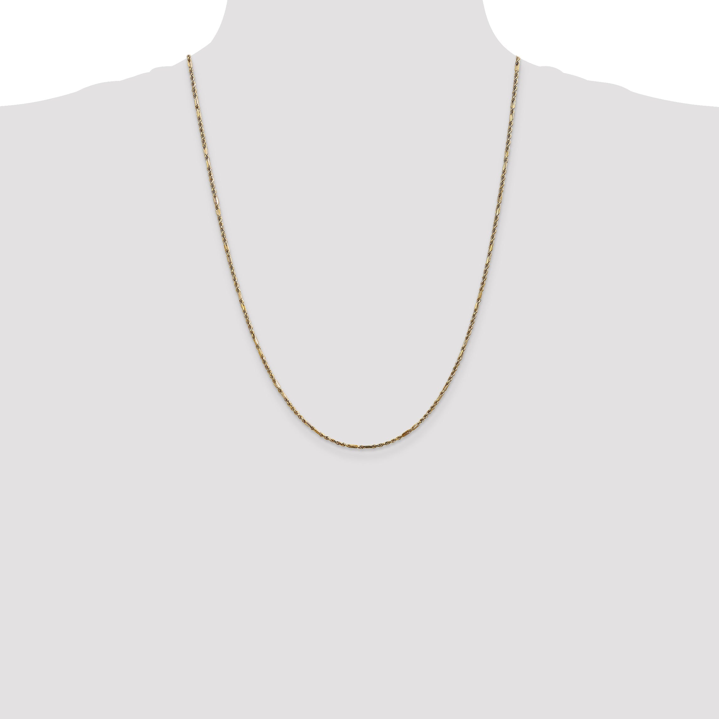 14K Yellow Gold 24 Inch 1.8mm Diamond-Cut Milano Rope With Lobster Clasp Chain Necklace