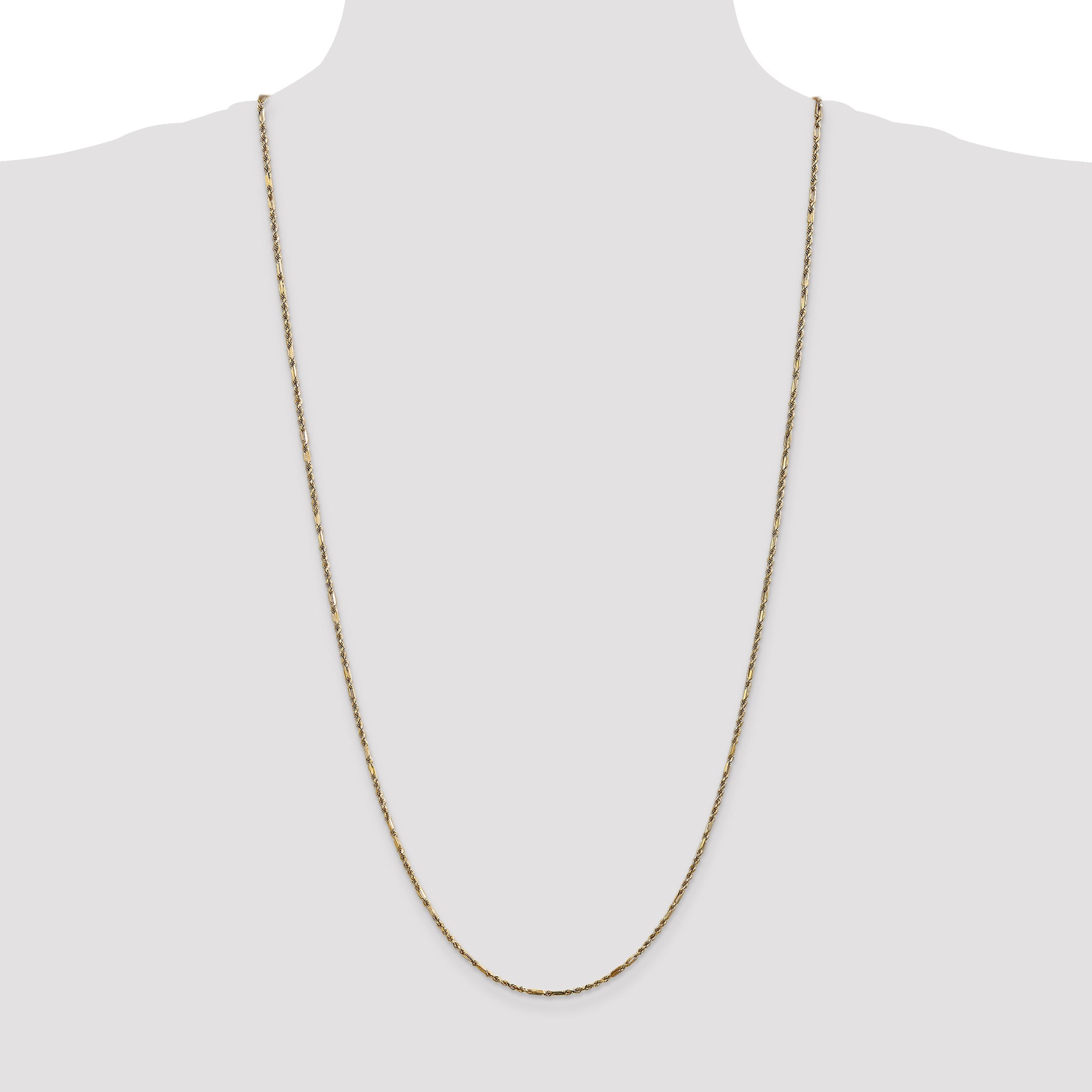 14K Yellow Gold 30 Inch 1.8mm Diamond-Cut Milano Rope With Lobster Clasp Chain Necklace