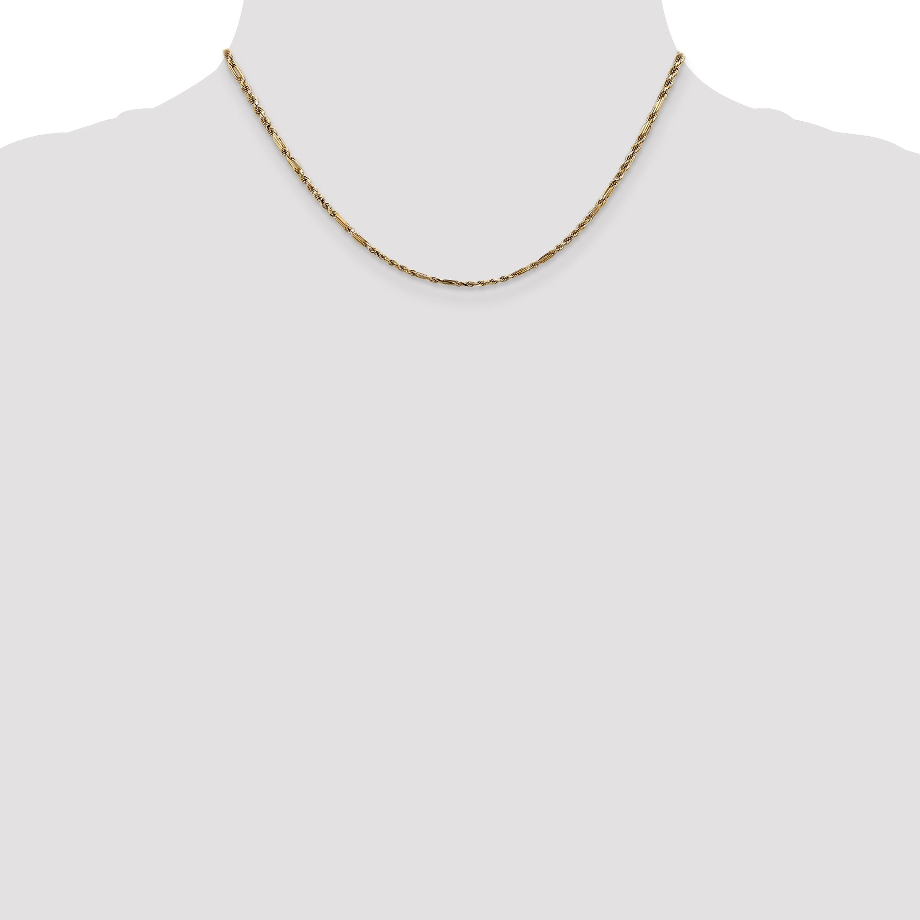 14K Yellow Gold 16 Inch 2.25mm Diamond-Cut Milano Rope With Lobster Clasp Chain Necklace