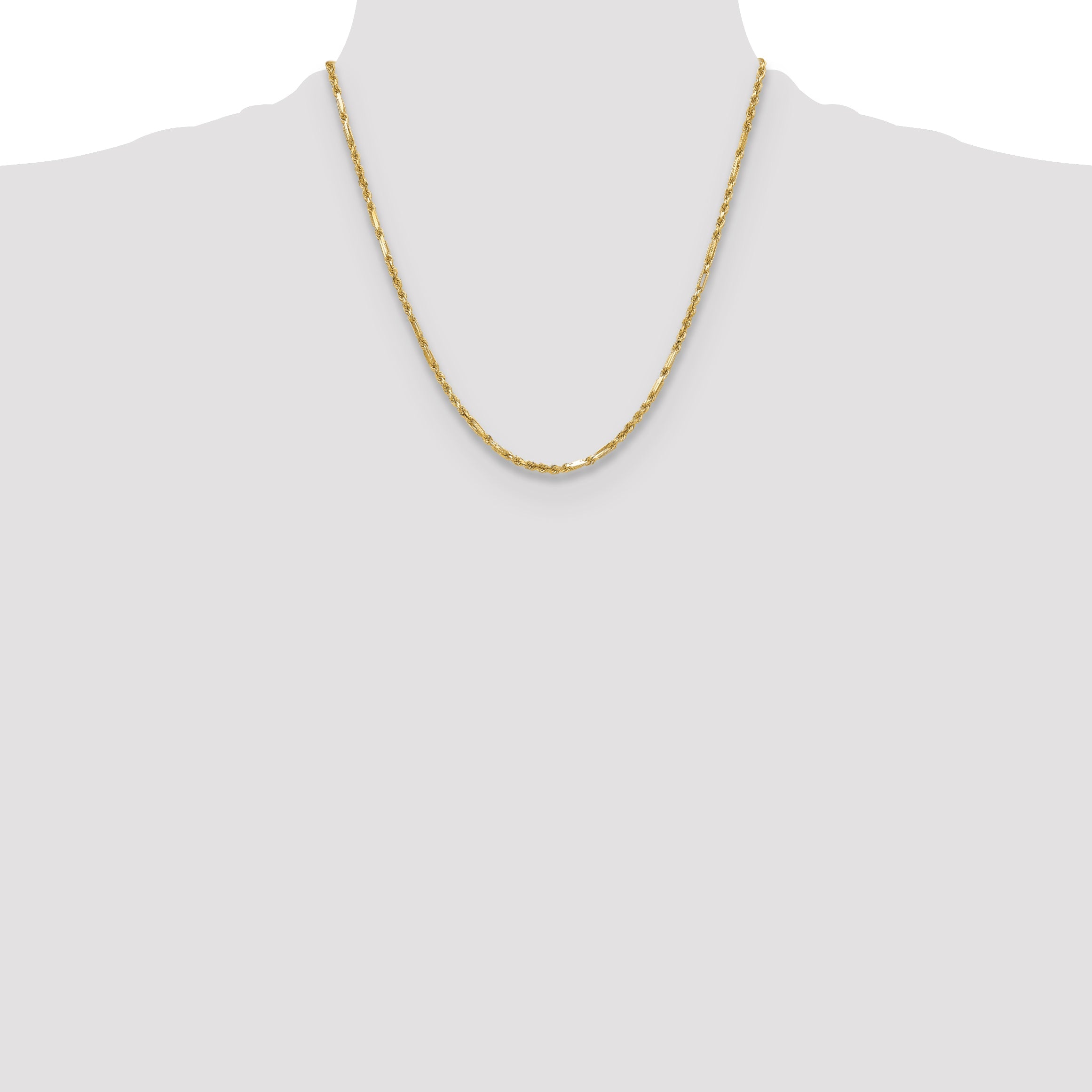 20 Inch 14K 2.75mm D/C Milano Rope Chain Necklace