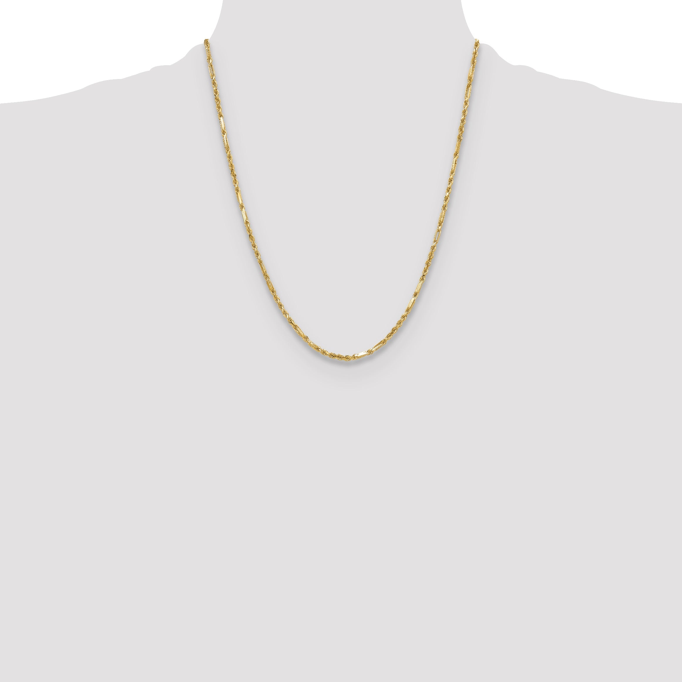 22 Inch 14K 2.75mm D/C Milano Rope Chain Necklace