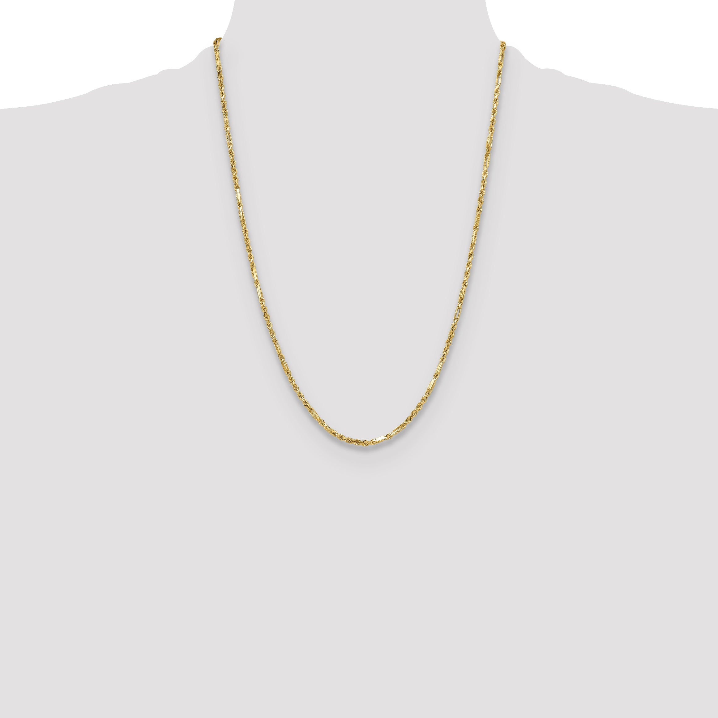 24 Inch 14K 2.75mm D/C Milano Rope Chain Necklace