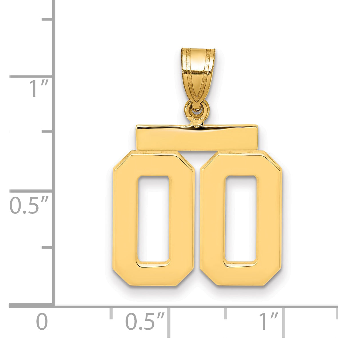 10K Yellow Gold Medium Polished Number 00 Charm