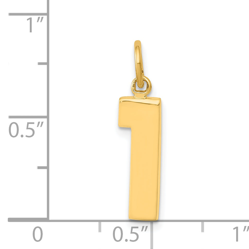 14K Yellow Gold Medium Polished Number 1 Charm