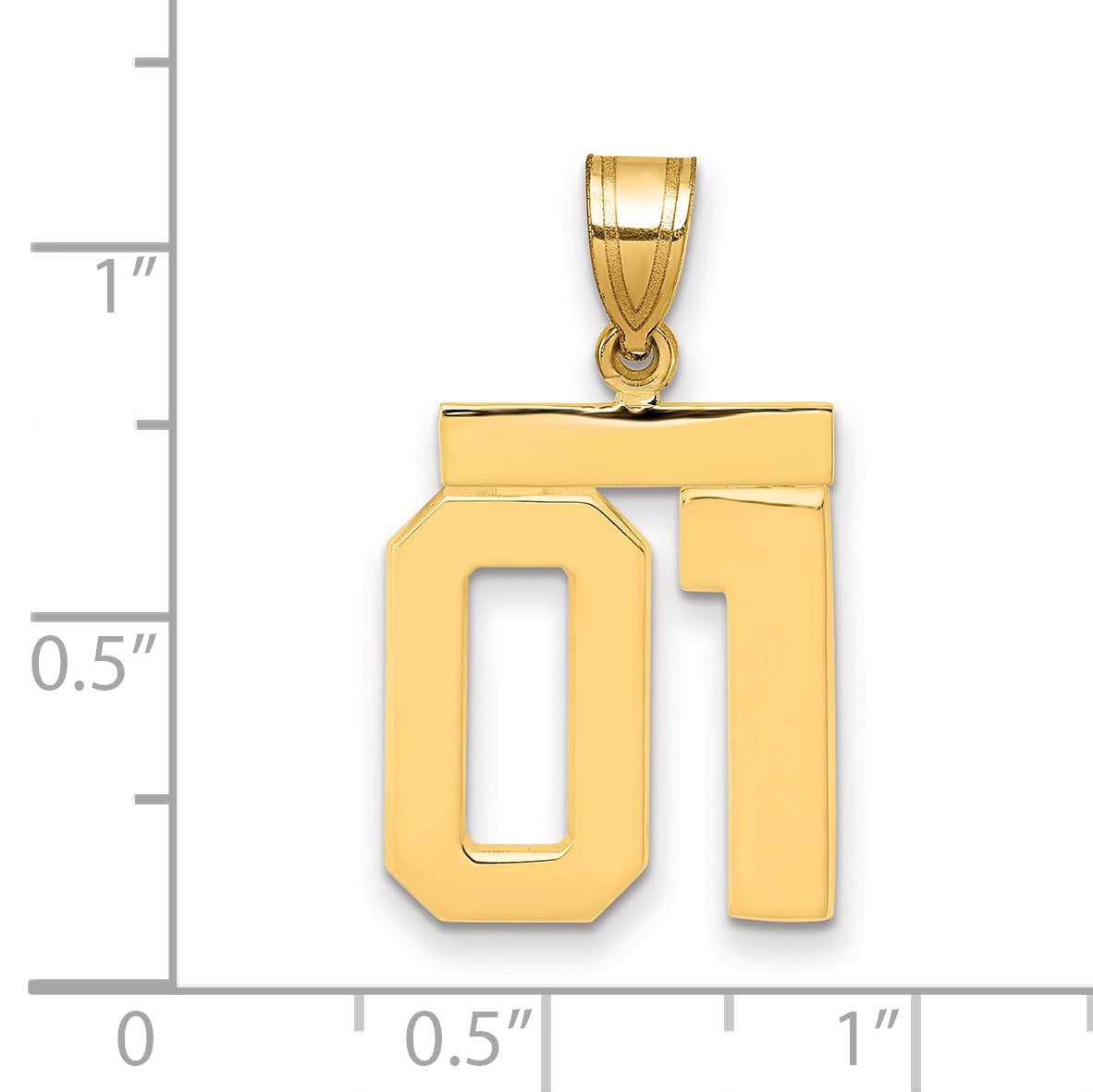 10K Yellow Gold Medium Polished Number 01 Charm