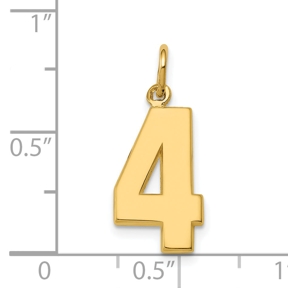 14K Yellow Gold Medium Polished Number 4 Charm