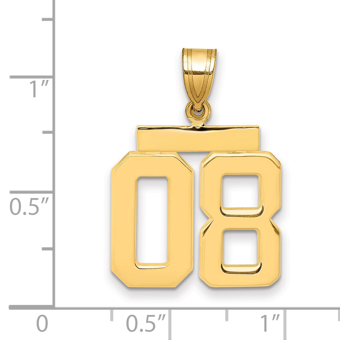 10K Yellow Gold Medium Polished Number 08 Charm