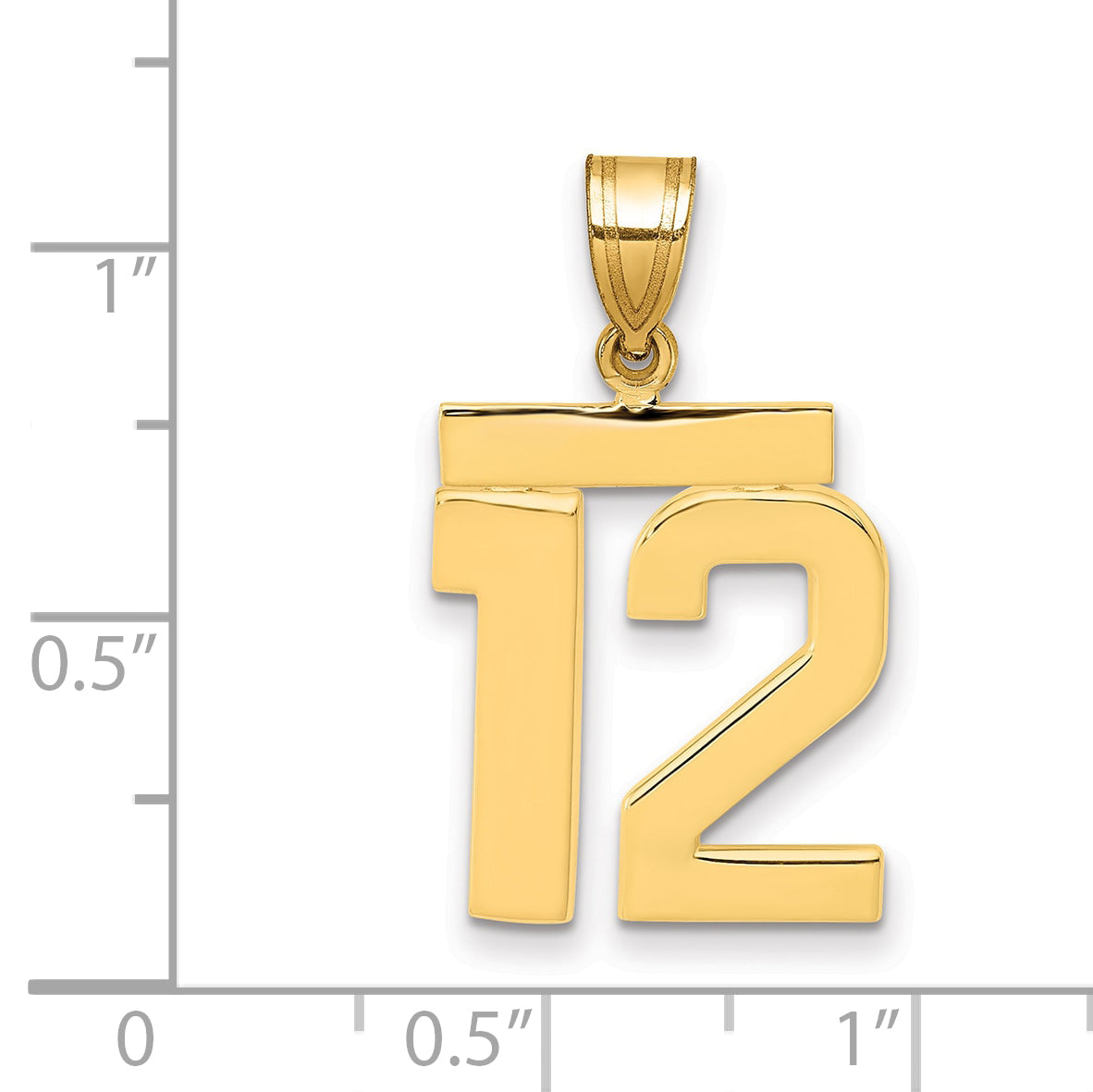 10K Yellow Gold Medium Polished Number 12 Charm