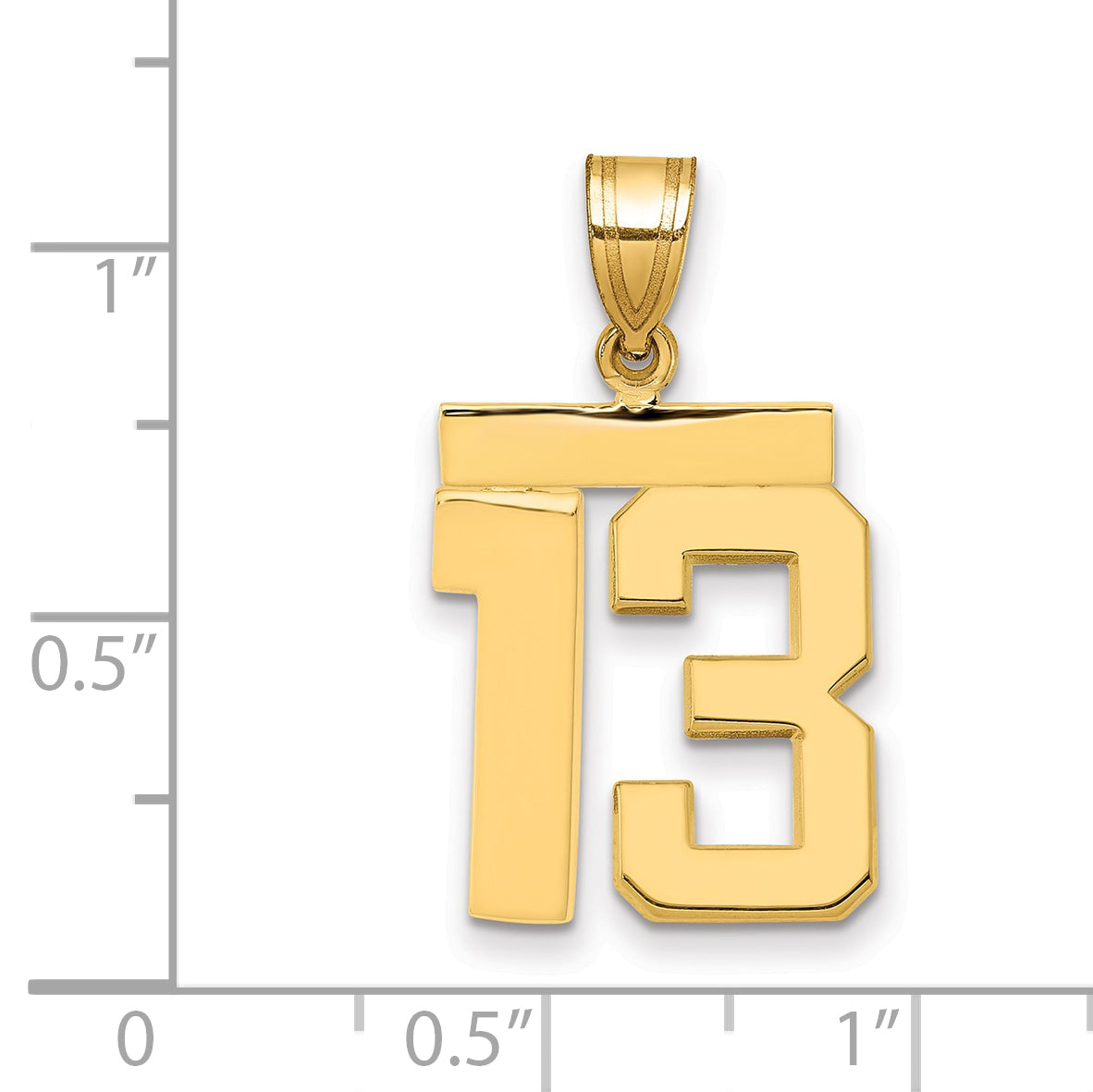 10K Yellow Gold Medium Polished Number 13 Charm