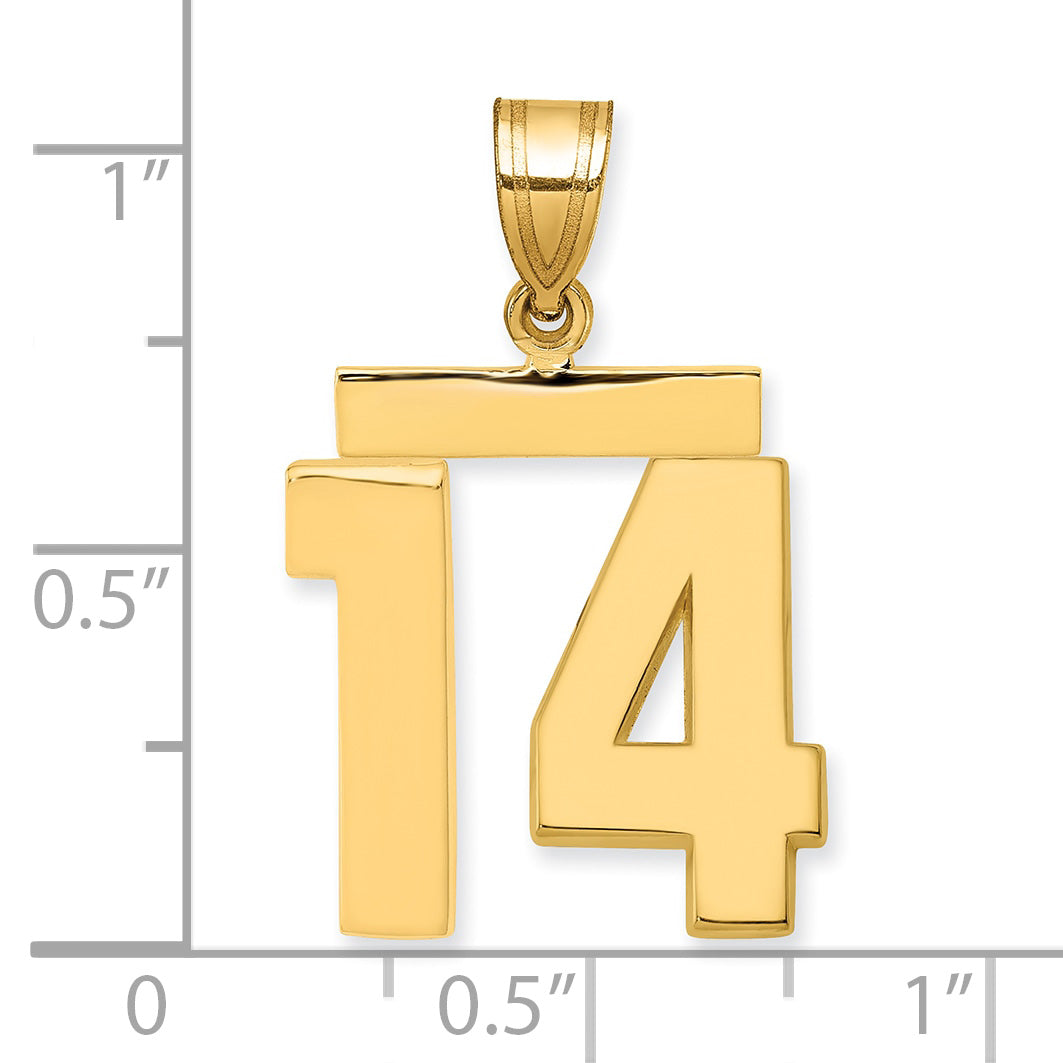 10K Yellow Gold Medium Polished Number 14 Charm