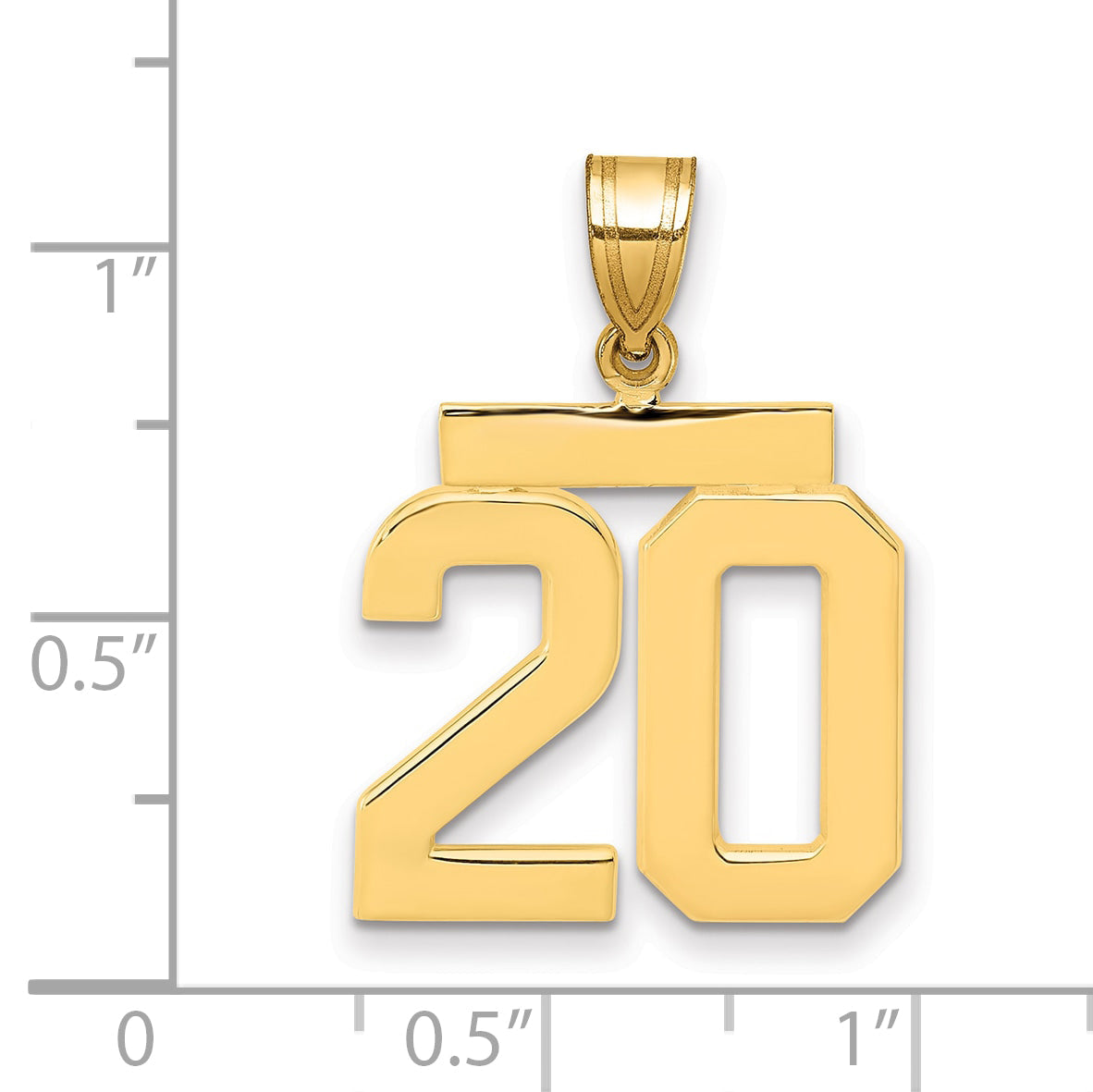 10K Yellow Gold Medium Polished Number 20 Charm