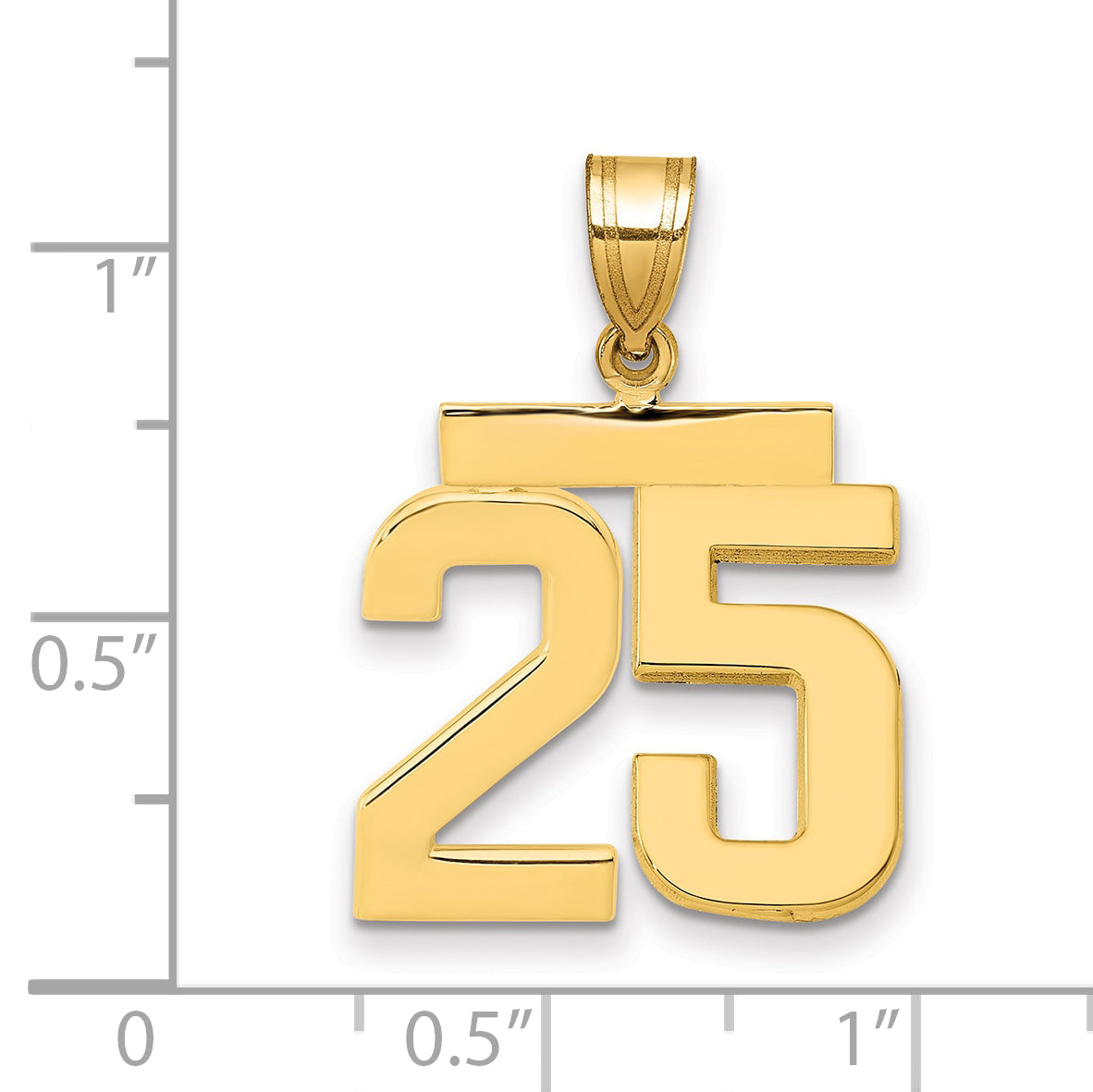 10K Yellow Gold Medium Polished Number 25 Charm