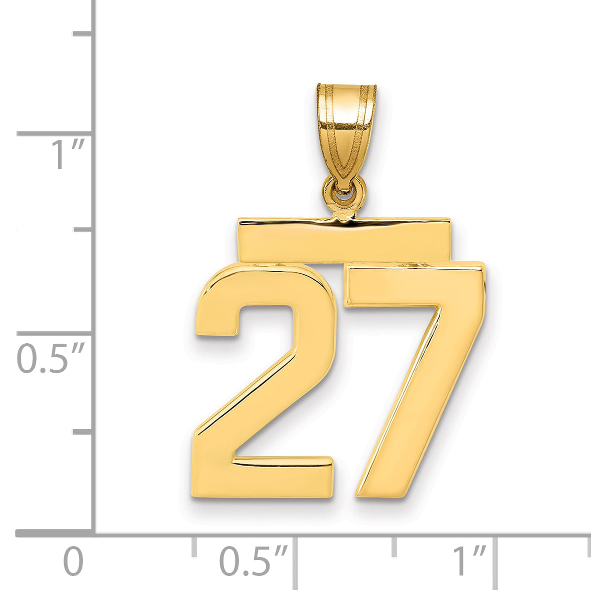 10K Yellow Gold Medium Polished Number 27 Charm