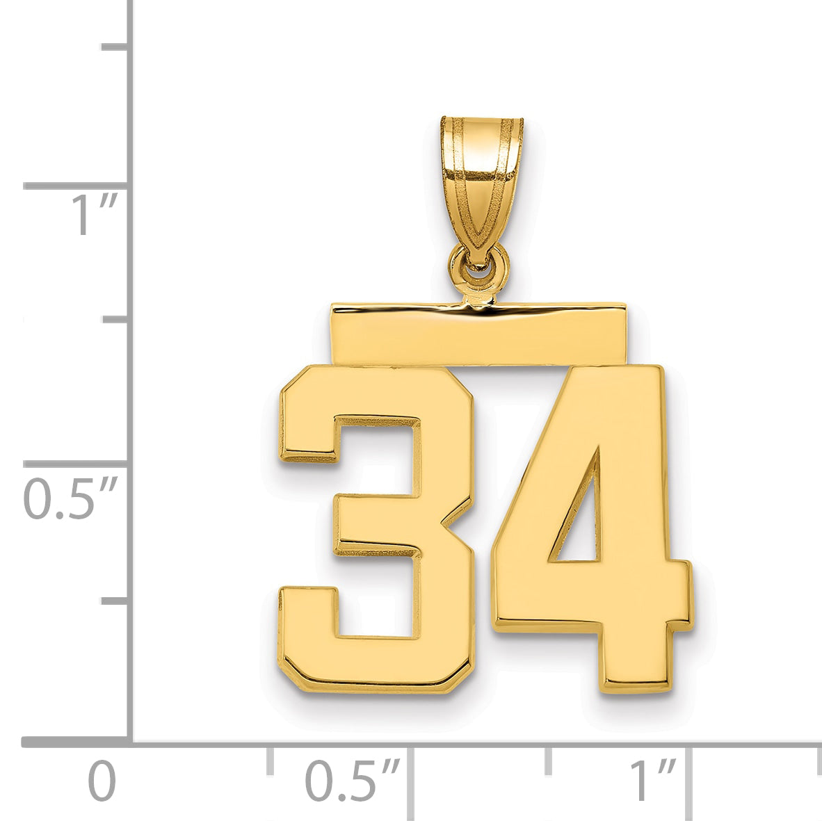 10K Yellow Gold Medium Polished Number 34 Charm