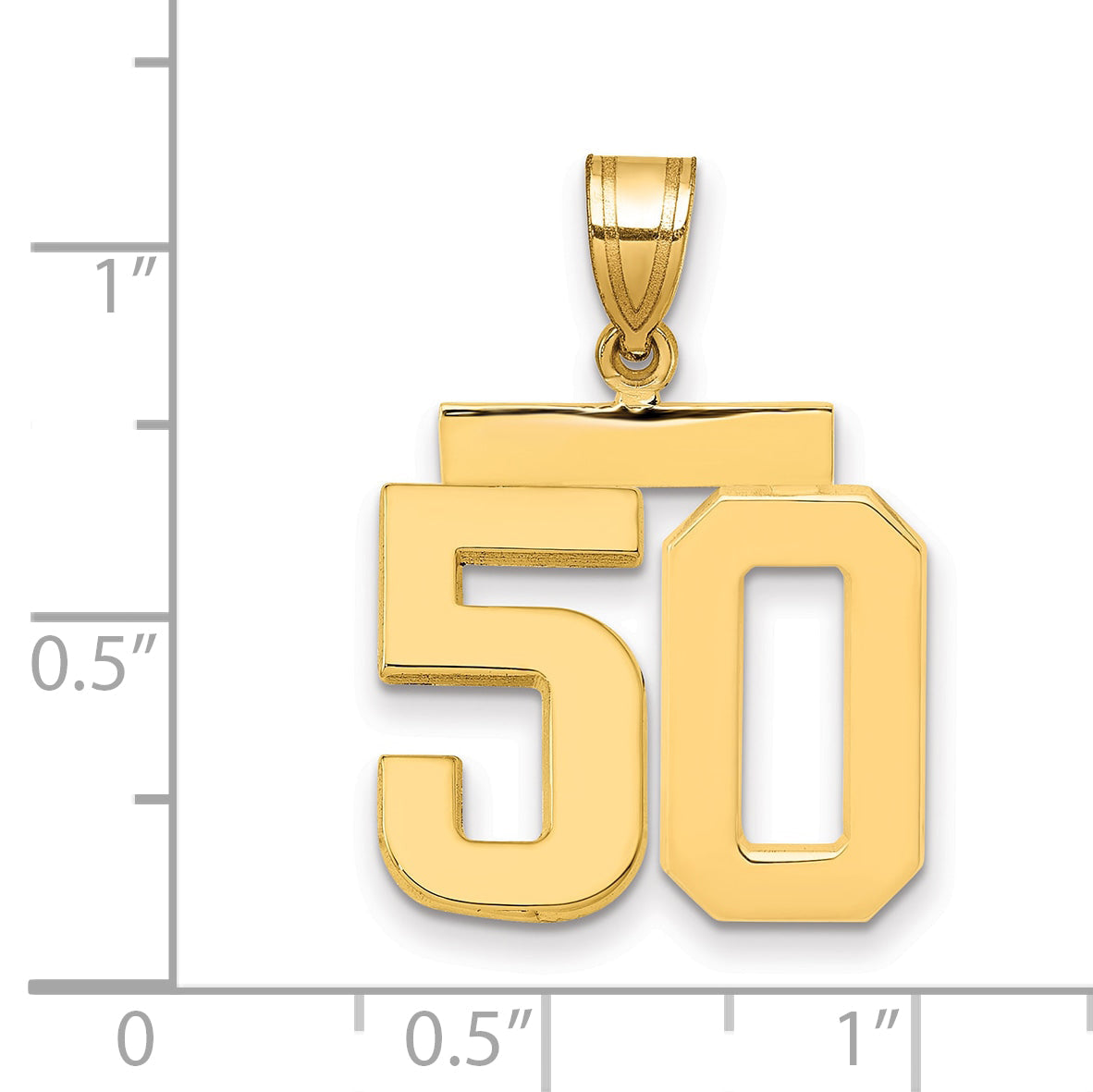 10K Yellow Gold Medium Polished Number 50 Charm