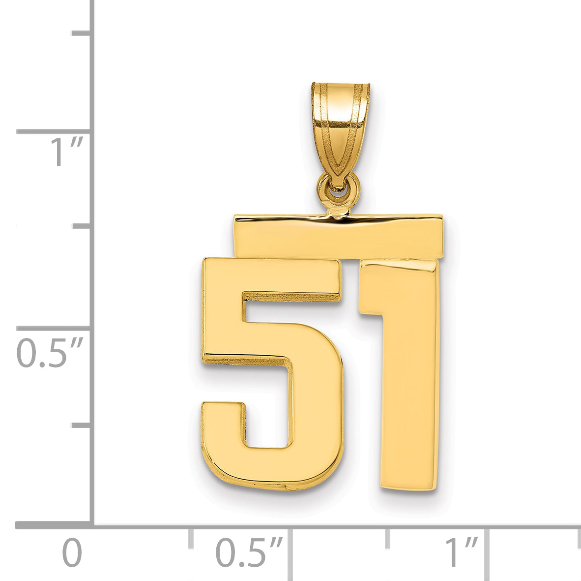 10K Yellow Gold Medium Polished Number 51 Charm
