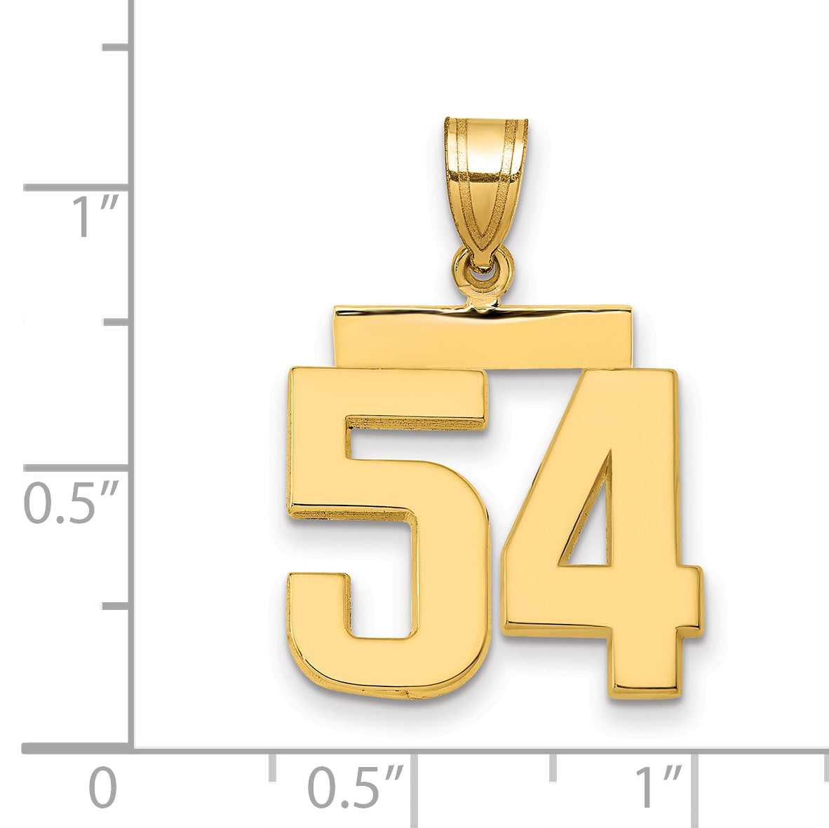 10K Yellow Gold Medium Polished Number 54 Charm