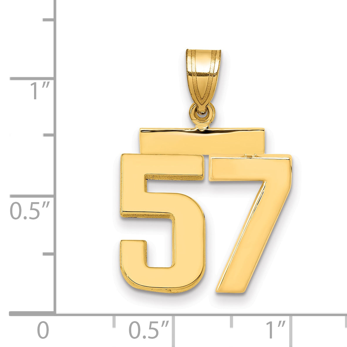 10K Yellow Gold Medium Polished Number 57 Charm