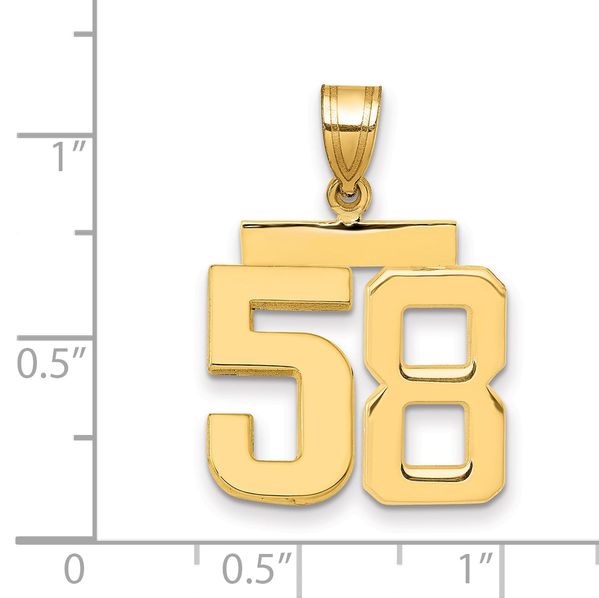 10K Yellow Gold Medium Polished Number 58 Charm