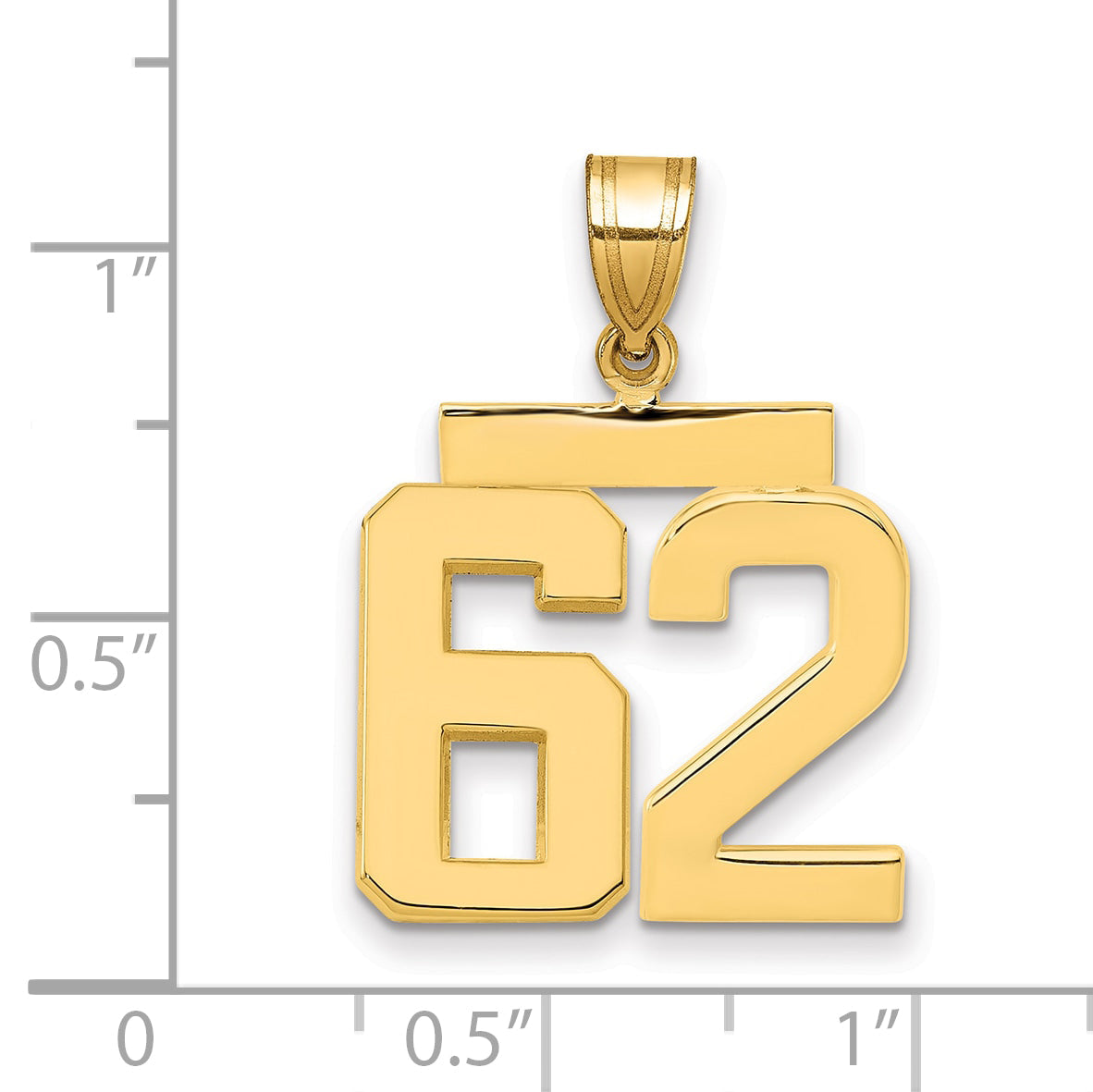 10K Yellow Gold Medium Polished Number 62 Charm