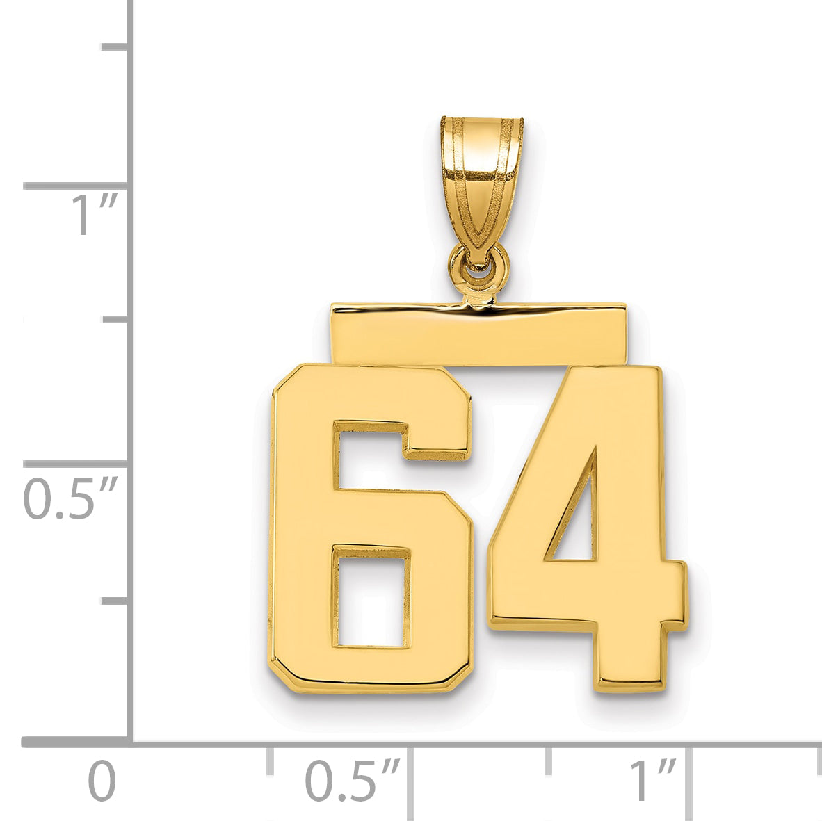 10K Yellow Gold Medium Polished Number 64 Charm