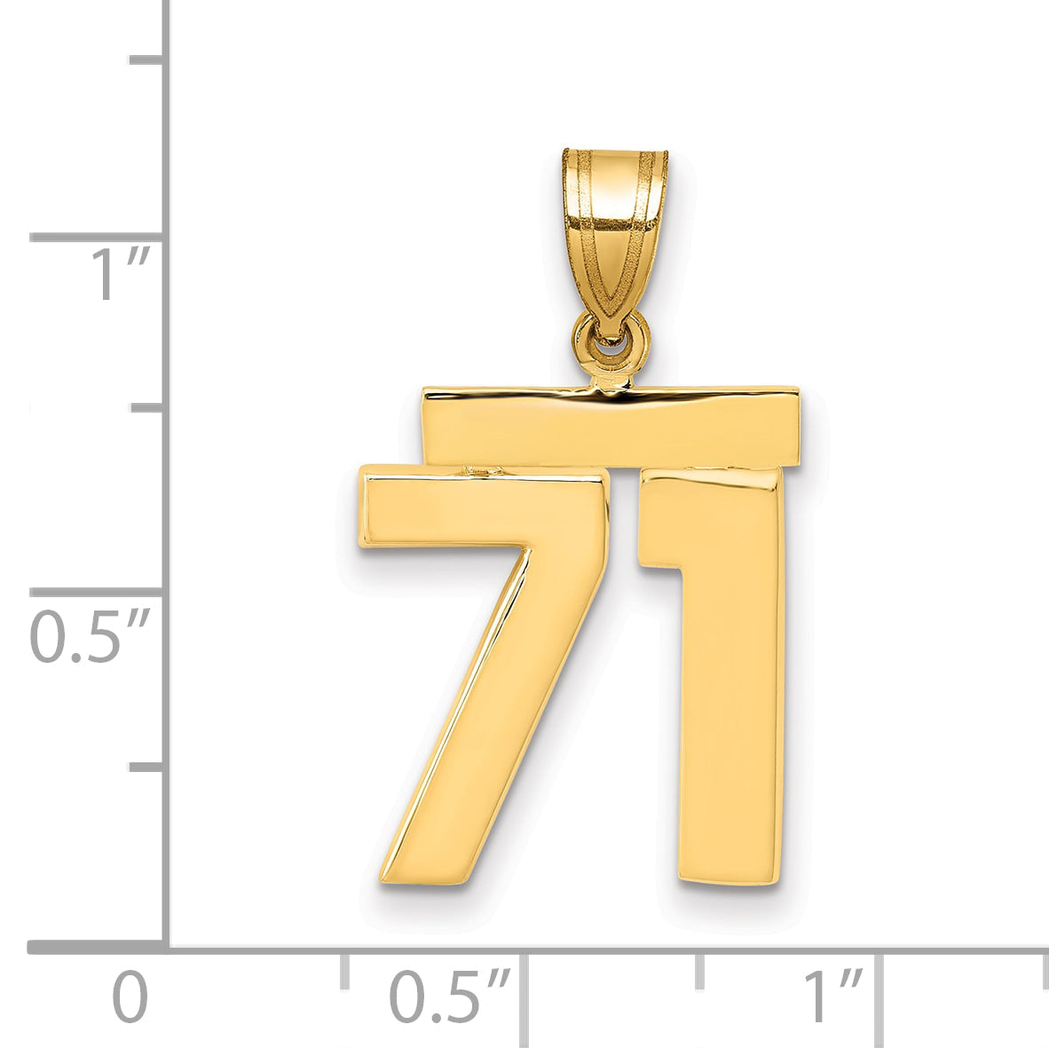 10K Yellow Gold Medium Polished Number 71 Charm