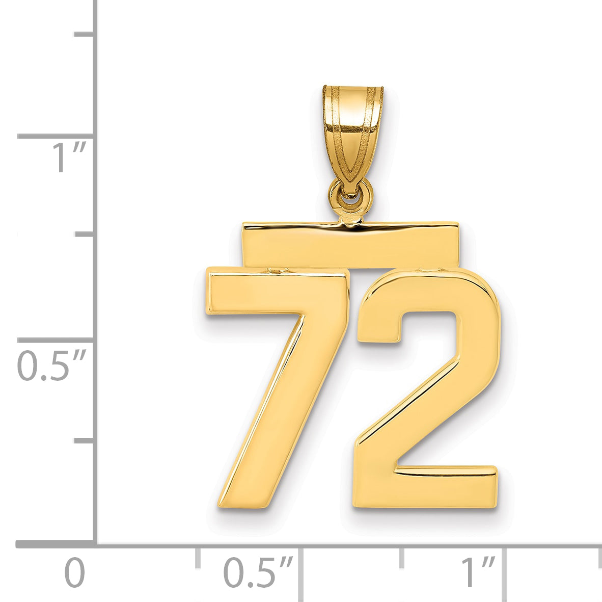 10K Yellow Gold Medium Polished Number 72 Charm