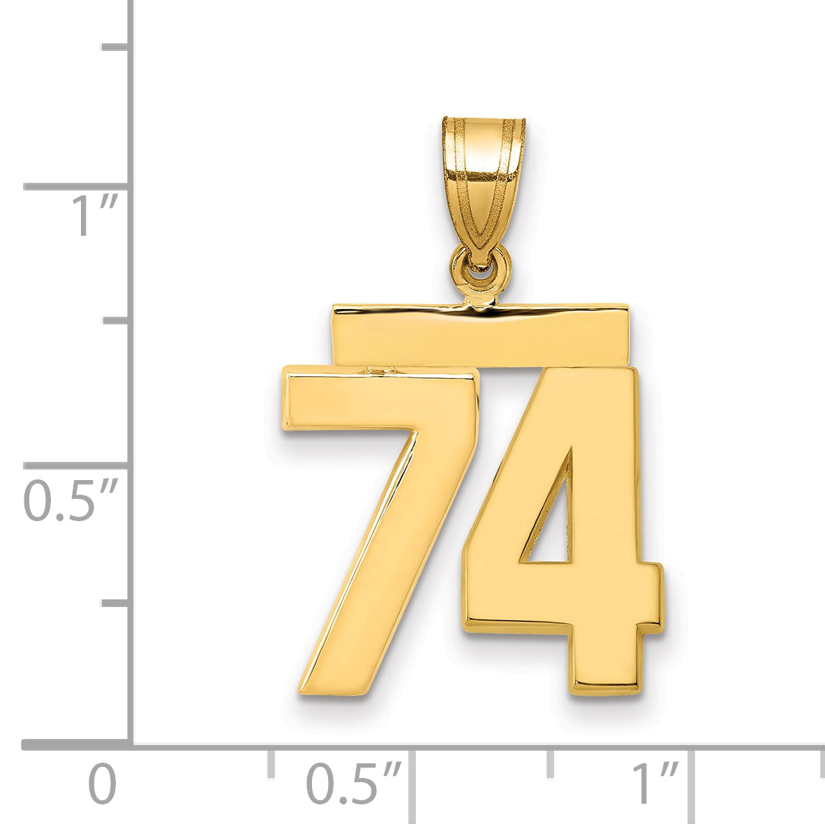 10K Yellow Gold Medium Polished Number 74 Charm