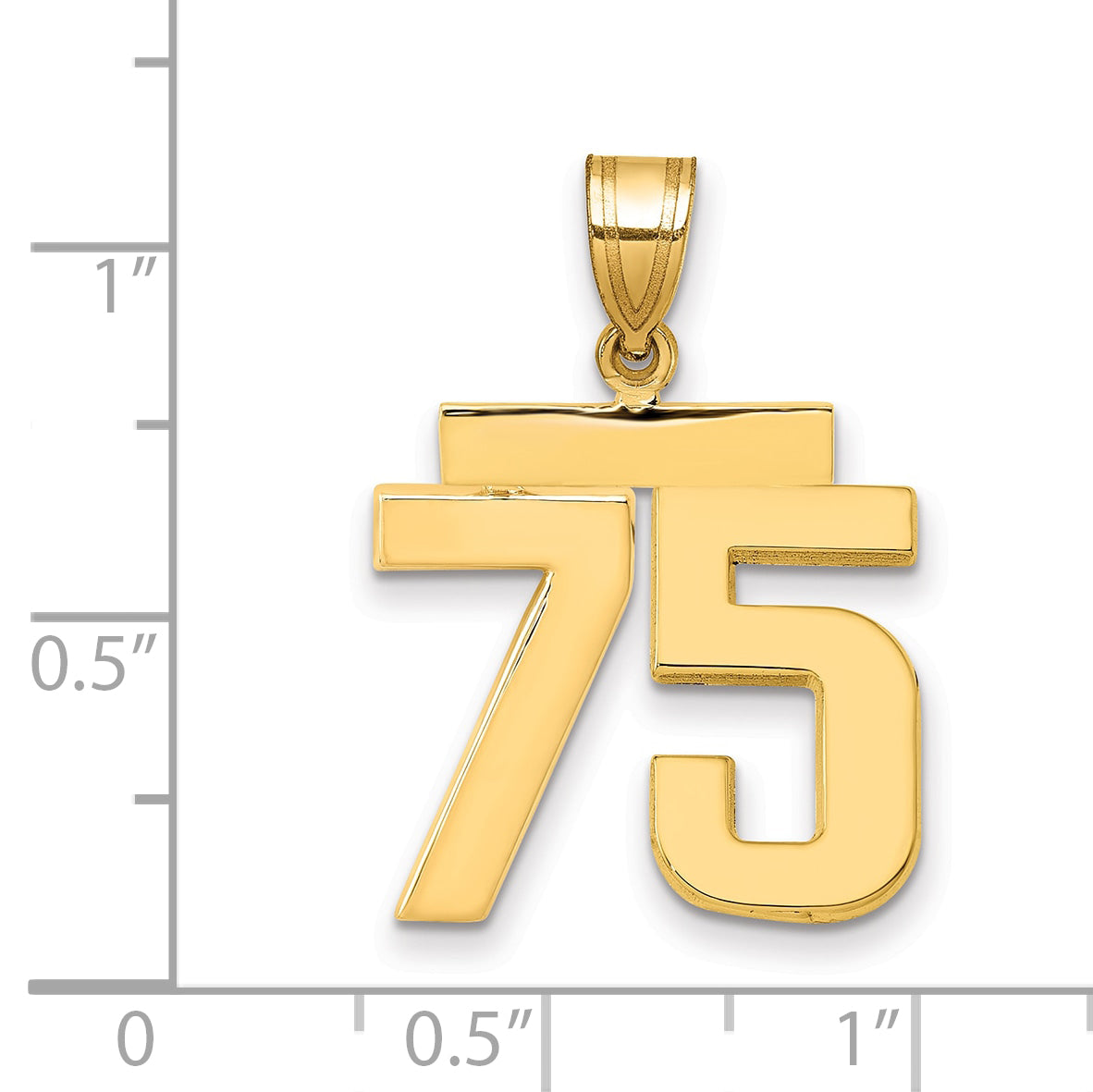 10K Yellow Gold Medium Polished Number 75 Charm