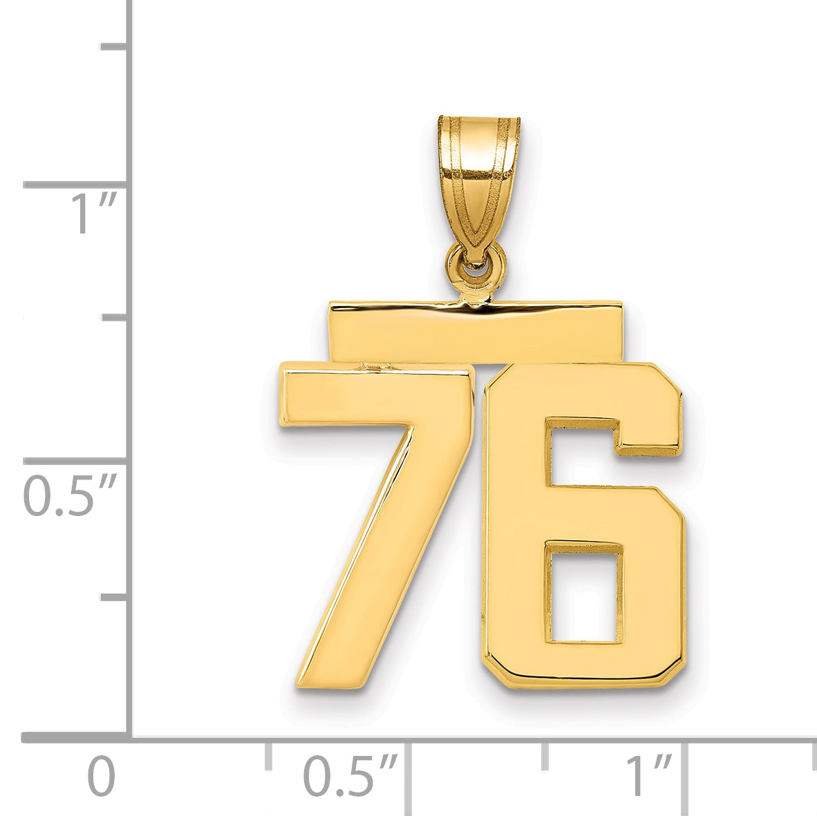 10K Yellow Gold Medium Polished Number 76 Charm