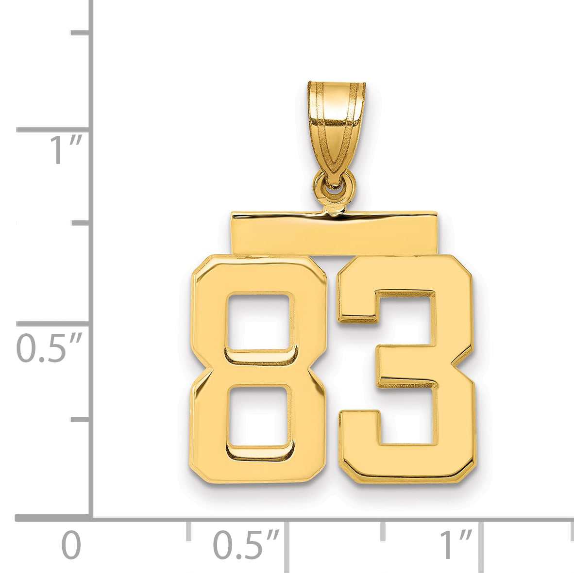 10K Yellow Gold Medium Polished Number 83 Charm