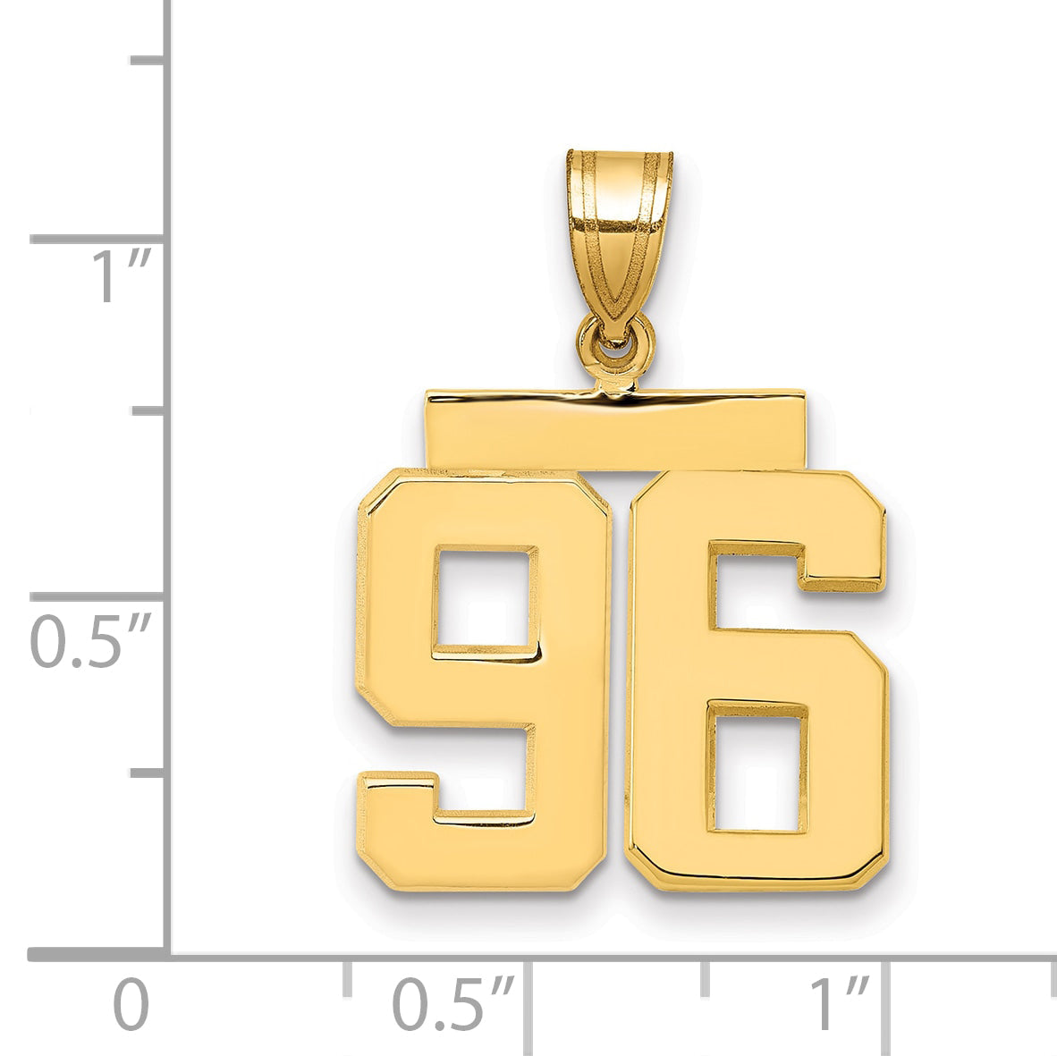 10K Yellow Gold Medium Polished Number 96 Charm