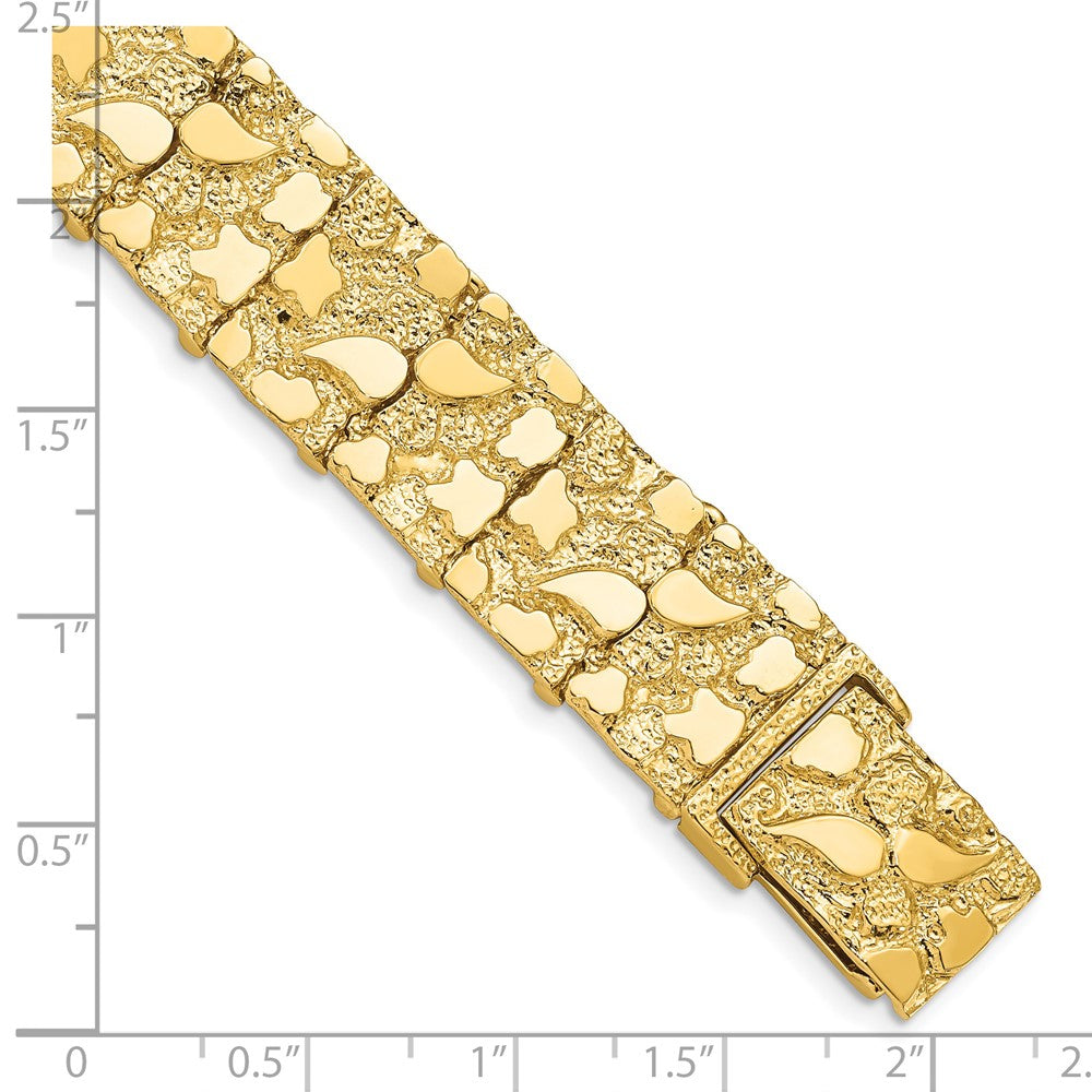 14K Yellow Gold Polished And Textured 15mm 7 Inch Nugget Bracelet