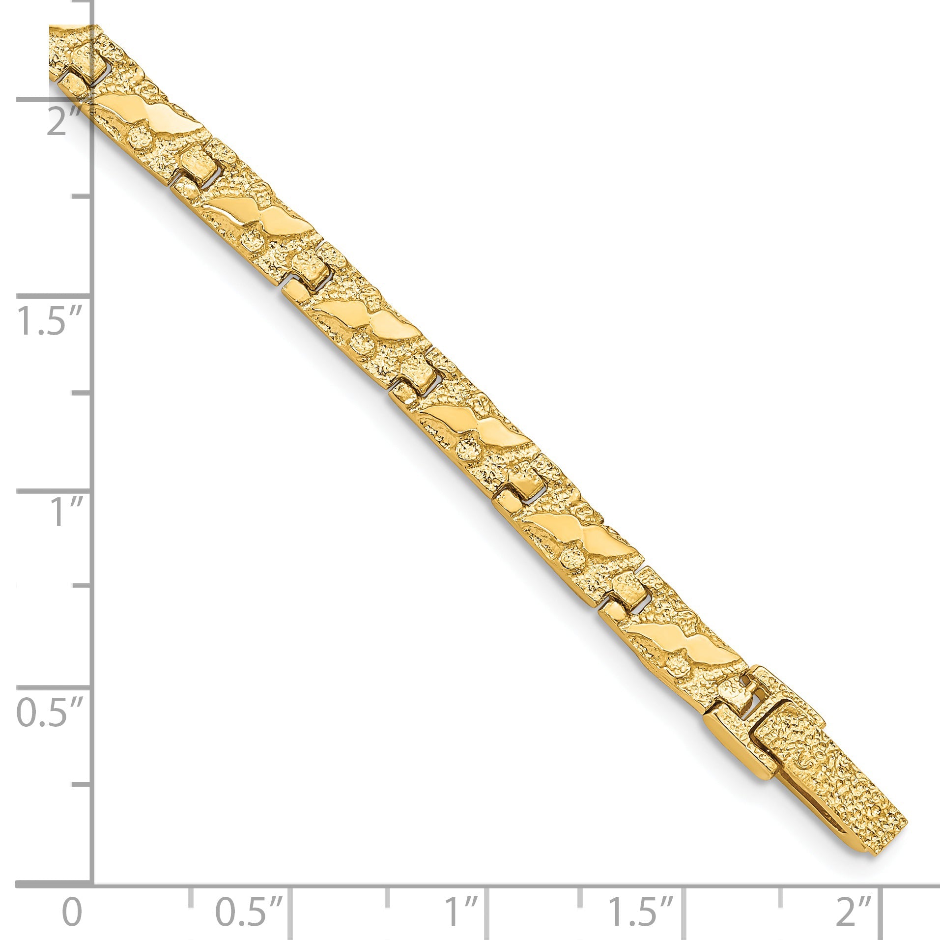 14K Yellow Gold Polished And Textured 5.5mm 7 Inch Nugget Bracelet