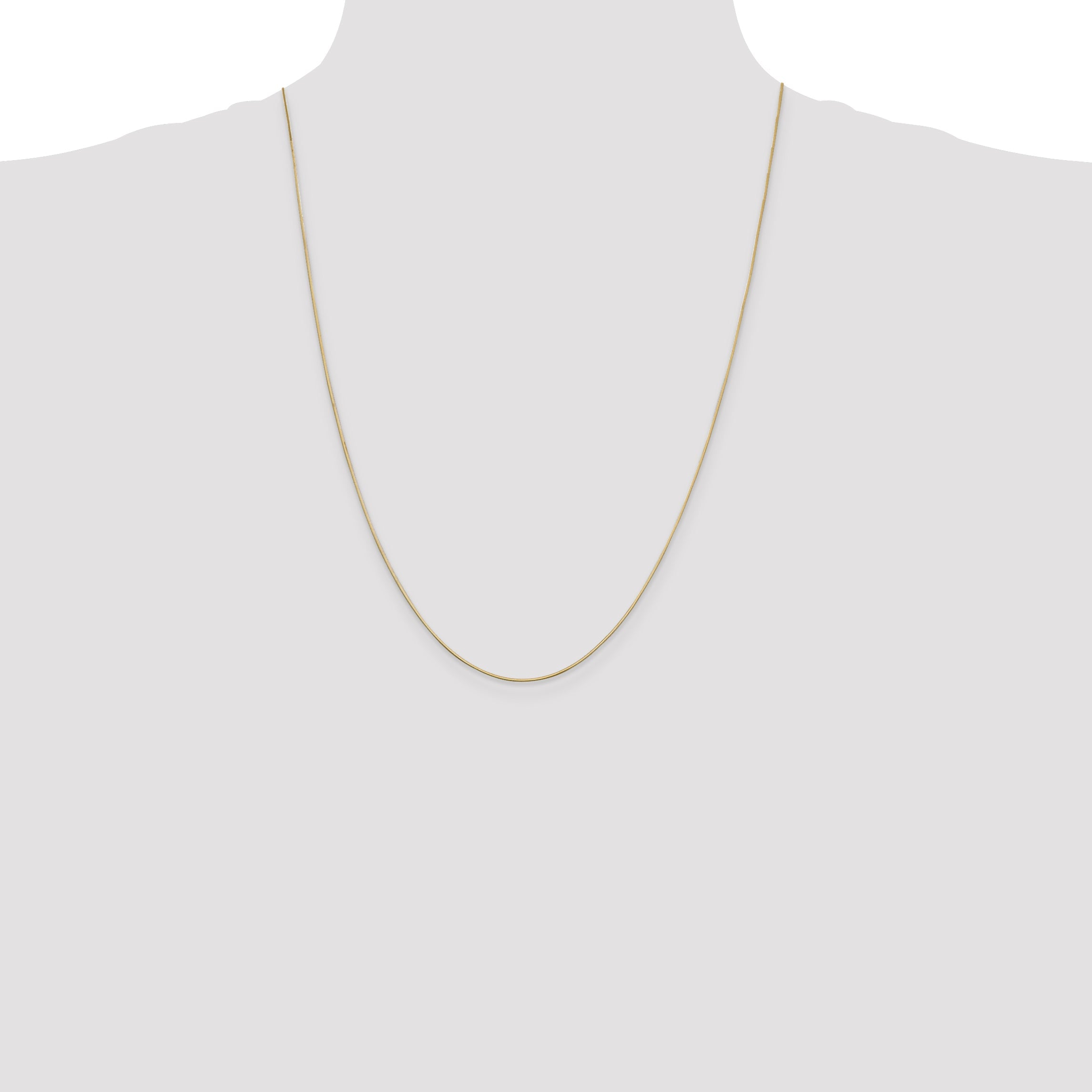 14K Yellow Gold 24 Inch .6mm Octagonal Snake With Lobster Clasp Chain Necklace