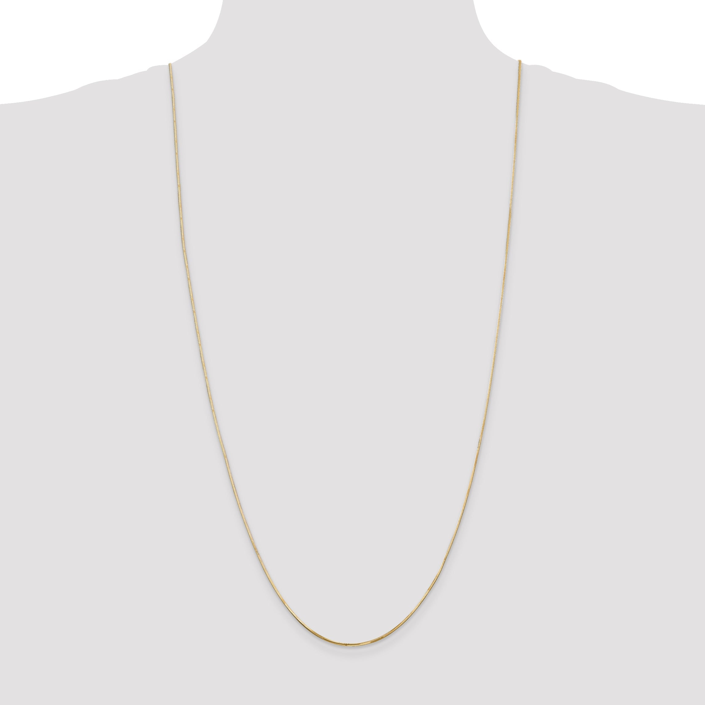 14K Yellow Gold 30 Inch .9mm Octagonal Snake With Lobster Clasp Chain Necklace