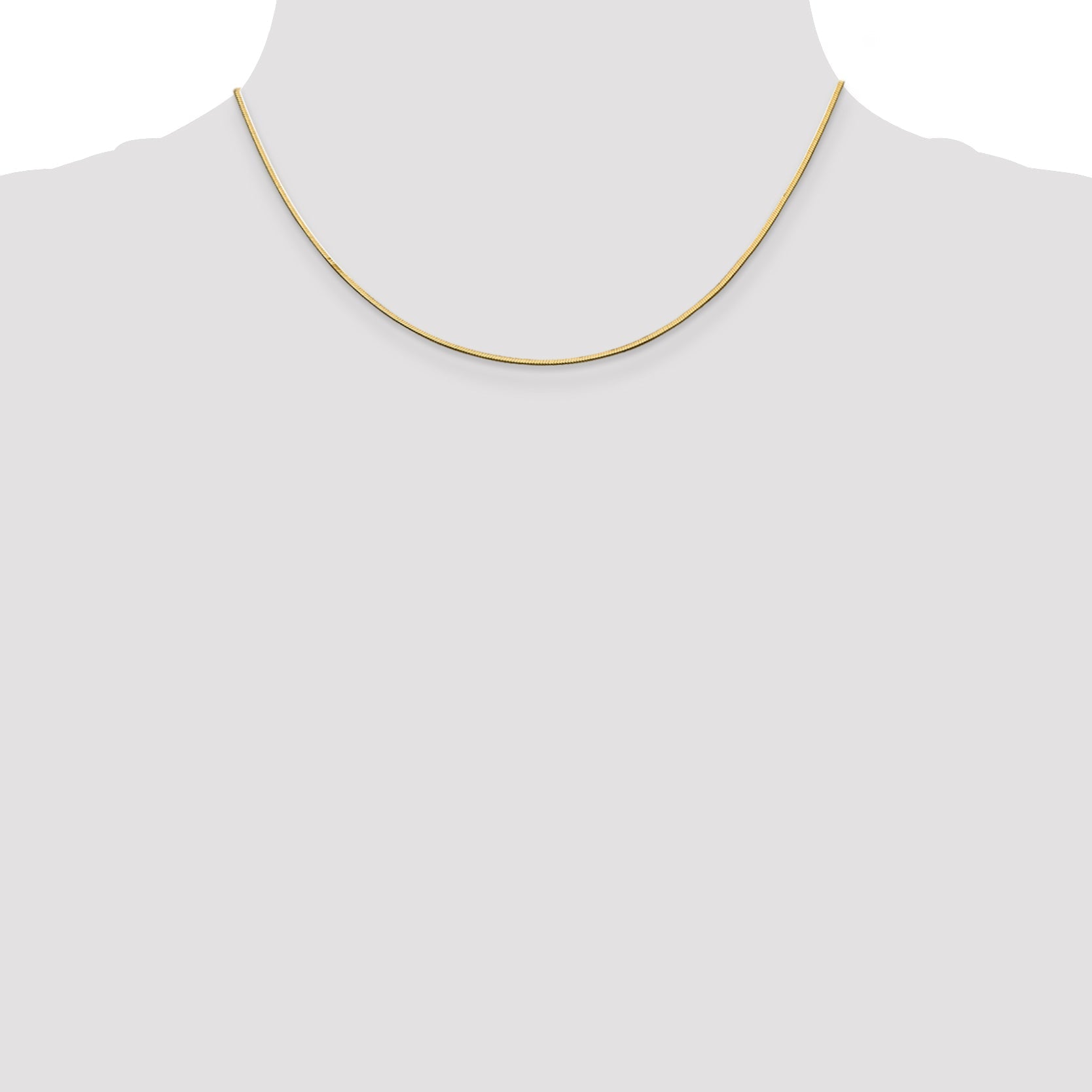 14K Yellow Gold 16 Inch 1mm Octagonal Snake With Lobster Clasp Chain Necklace