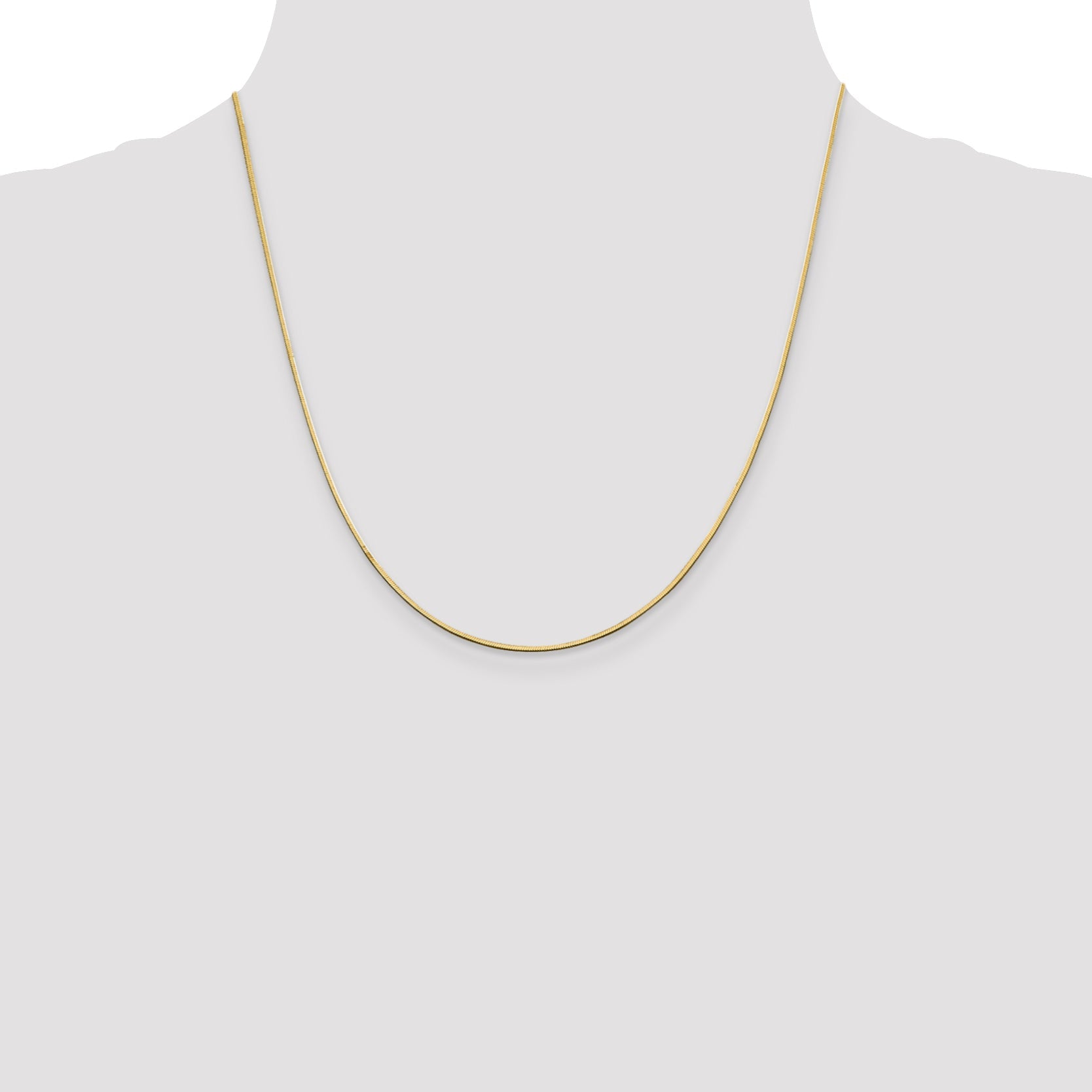 14K Yellow Gold 20 Inch 1mm Octagonal Snake With Lobster Clasp Chain Necklace