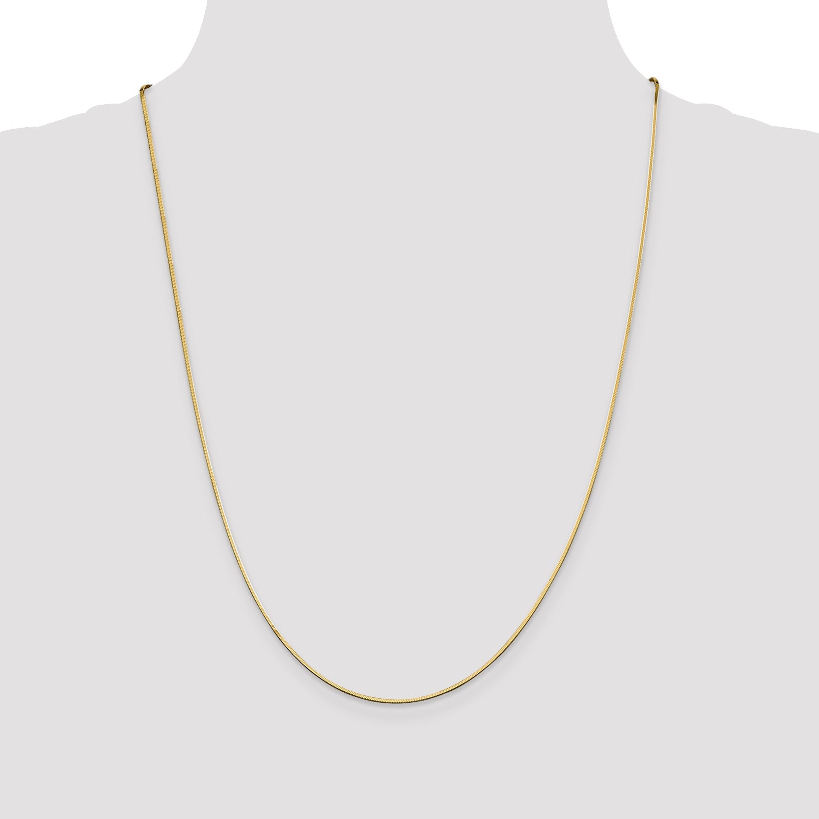 14K Yellow Gold 24 Inch 1mm Octagonal Snake With Lobster Clasp Chain Necklace