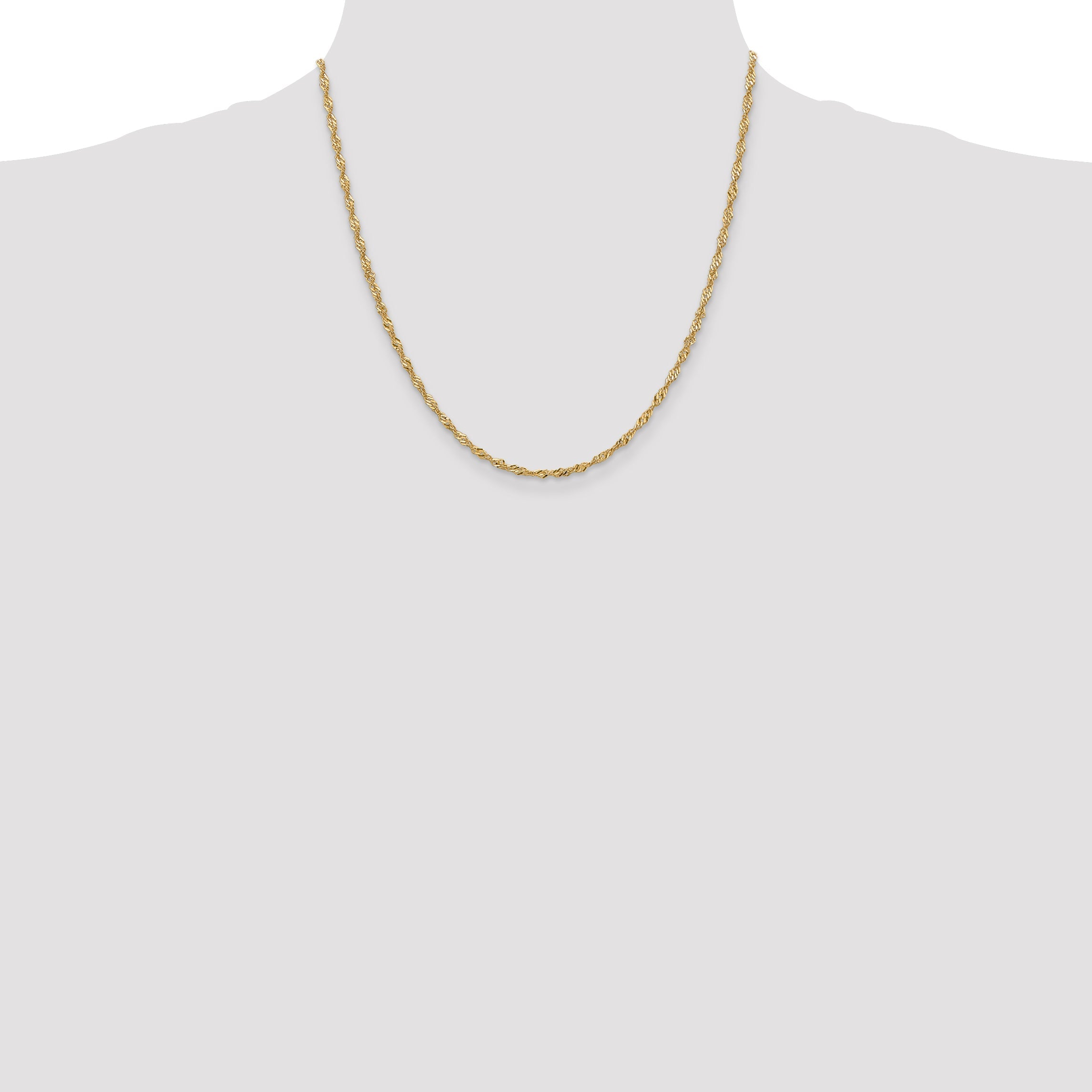 14K Yellow Gold 20 Inch 2mm Singapore With Lobster Clasp Chain Necklace