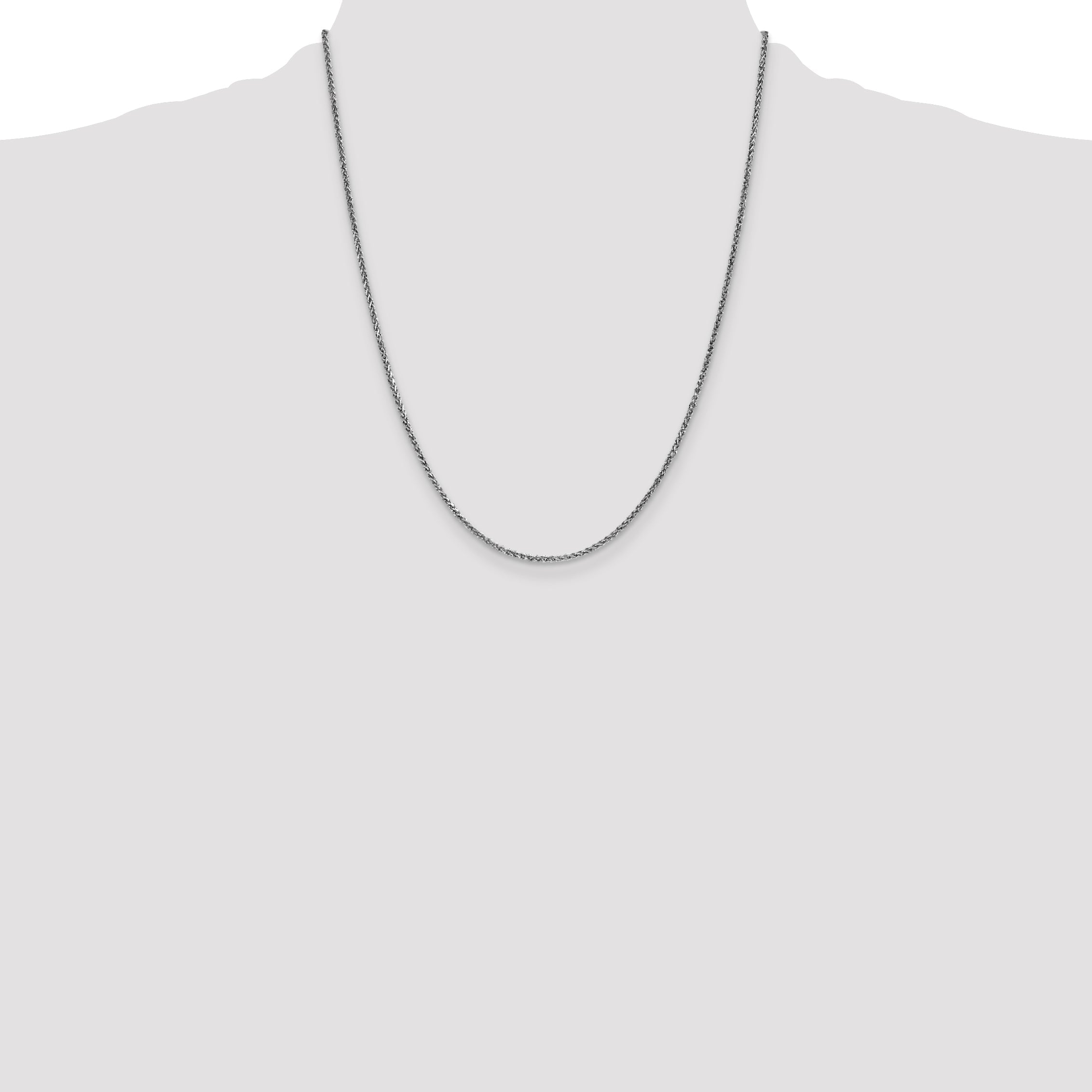 14K White Gold 22 Inch 1.7mm Diamond-Cut Spiga With Lobster Clasp Chain Necklace