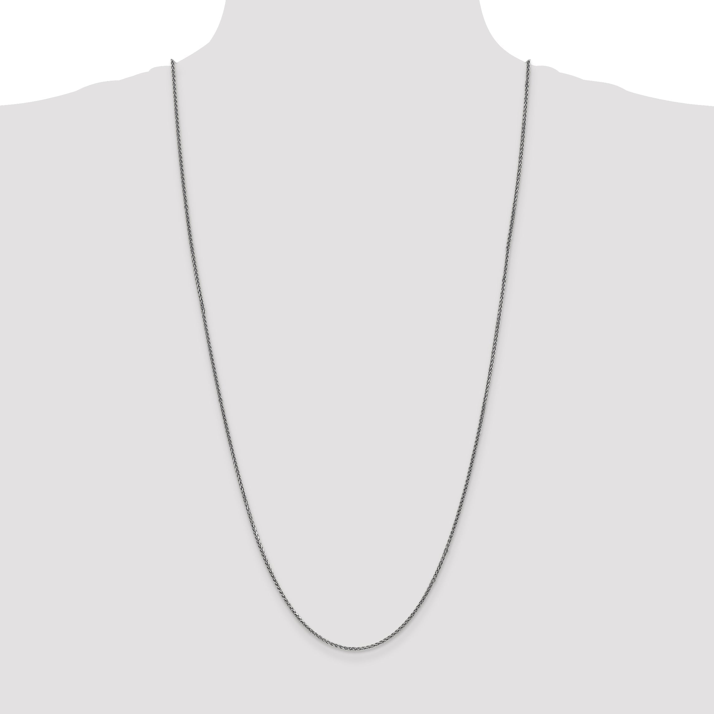 14K White Gold 30 Inch 1.7mm Diamond-Cut Spiga With Lobster Clasp Chain Necklace