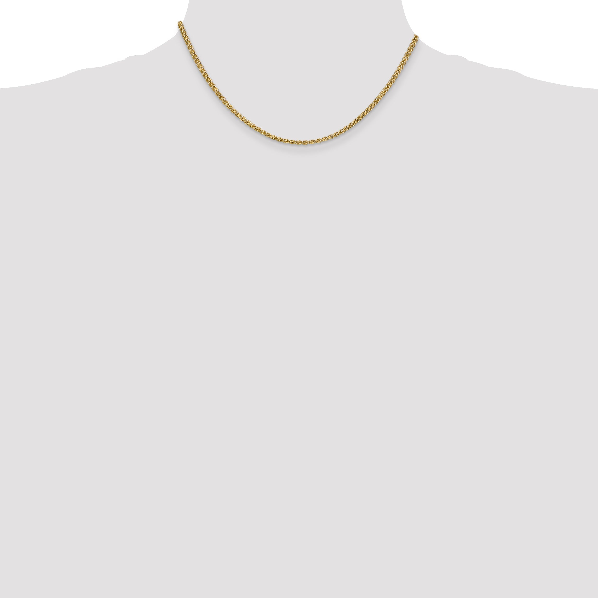 14K Yellow Gold 16 Inch 2.1mm Spiga With Lobster Clasp Chain Necklace